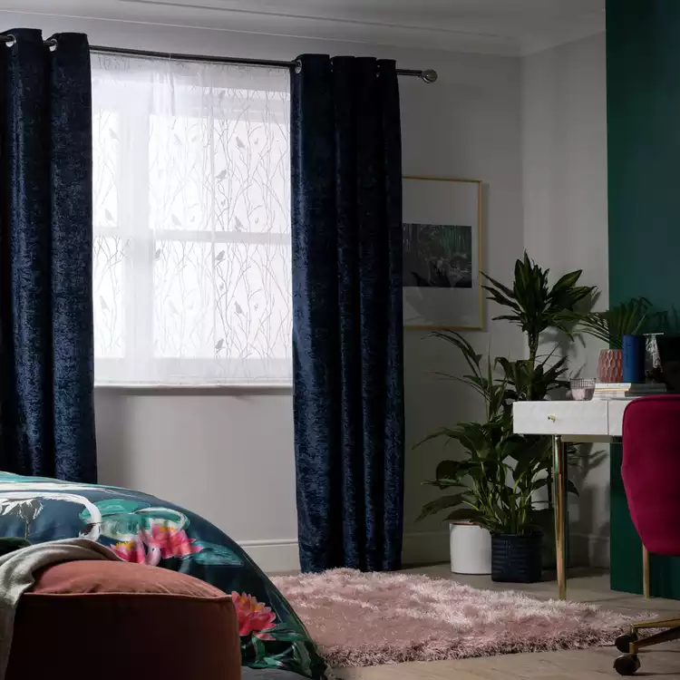 Habitat Bird Net Pencil Pleat Curtains - White - 240x91cm