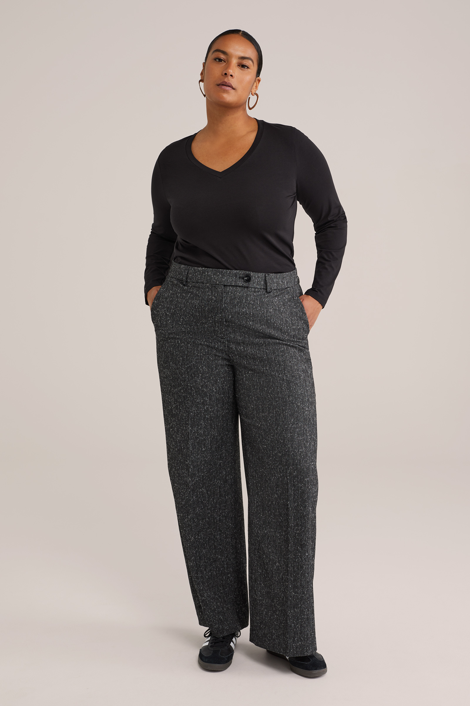 Dames T-shirt met V-hals - Curve