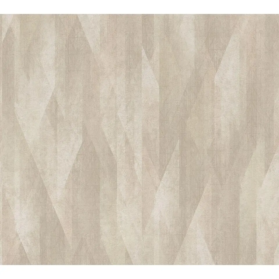 Livingwalls behang grafisch motief beige en bruin - 53 cm x 10.05 m