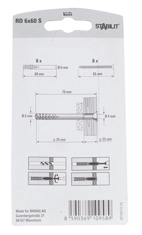 UNIVERSALPLUGG STABILIT 4X45MM 8STK