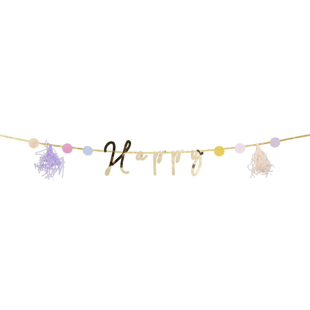 Guirlande anniversaire Happy Birthday aluminium thème fée licorne 2m
