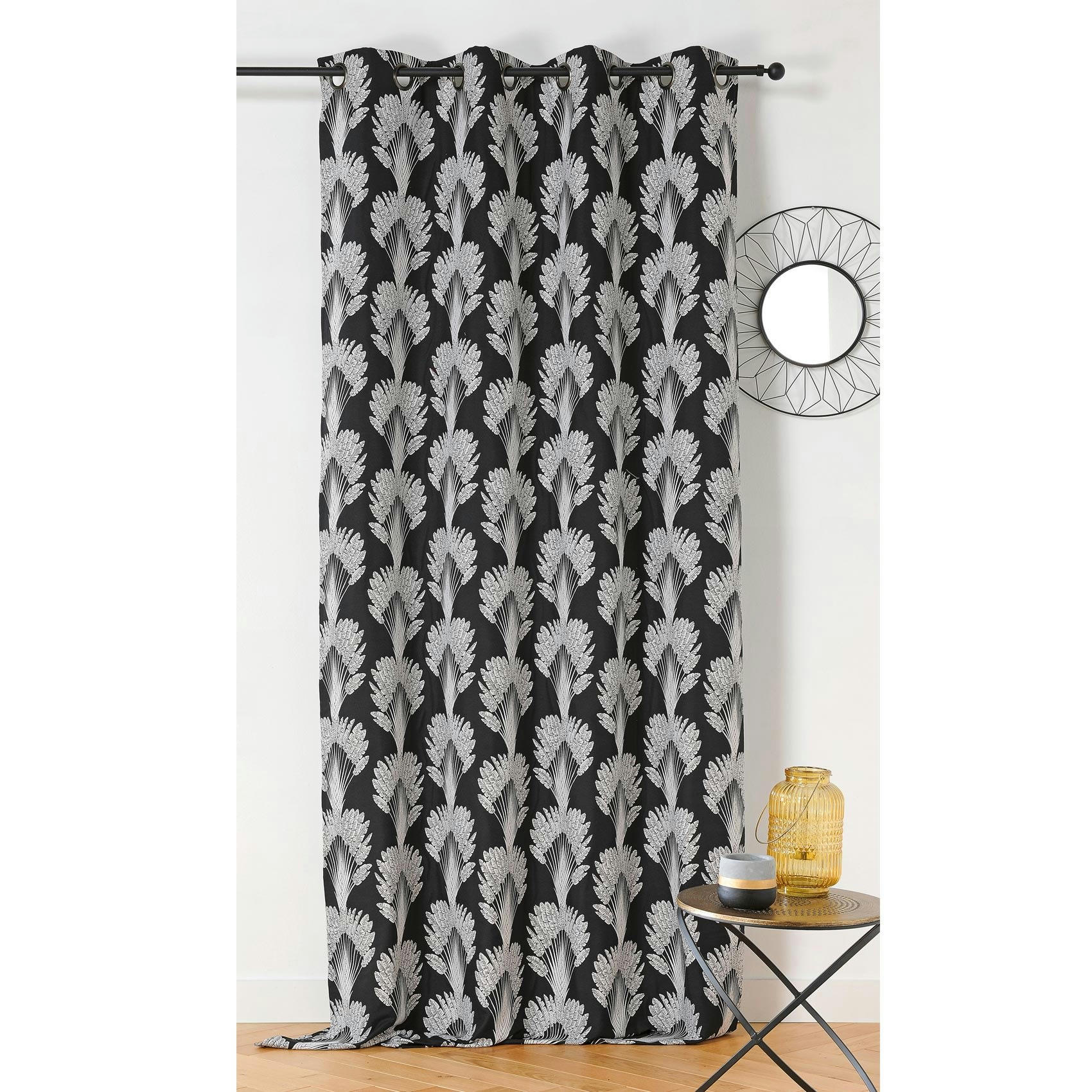 - Rideau imprimé en fils recyclés polyester noir 140x240 cm