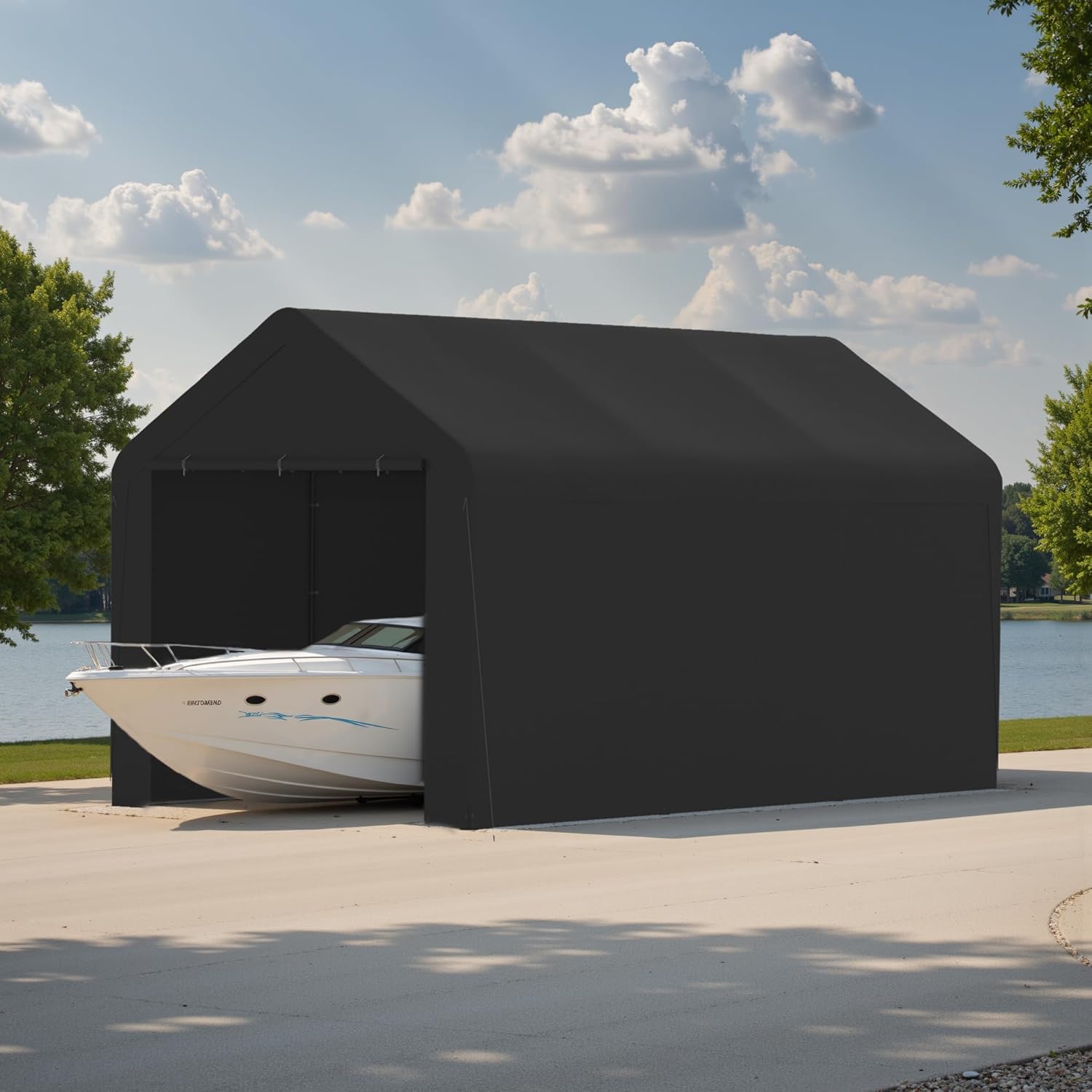 GOJOOASIS Carport Canopy Heavy Duty 10x20 ft Party Tent Portable Car Garage with Sidewalls (10 x 20 ft Black)