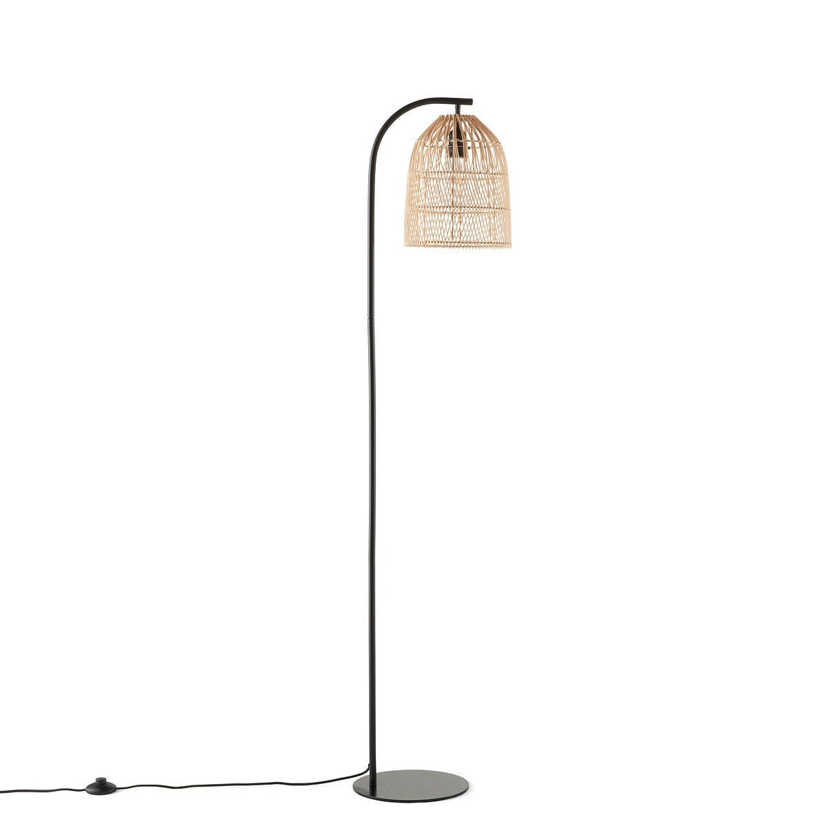 Lampadaire en métal fer et rotin, Dankia