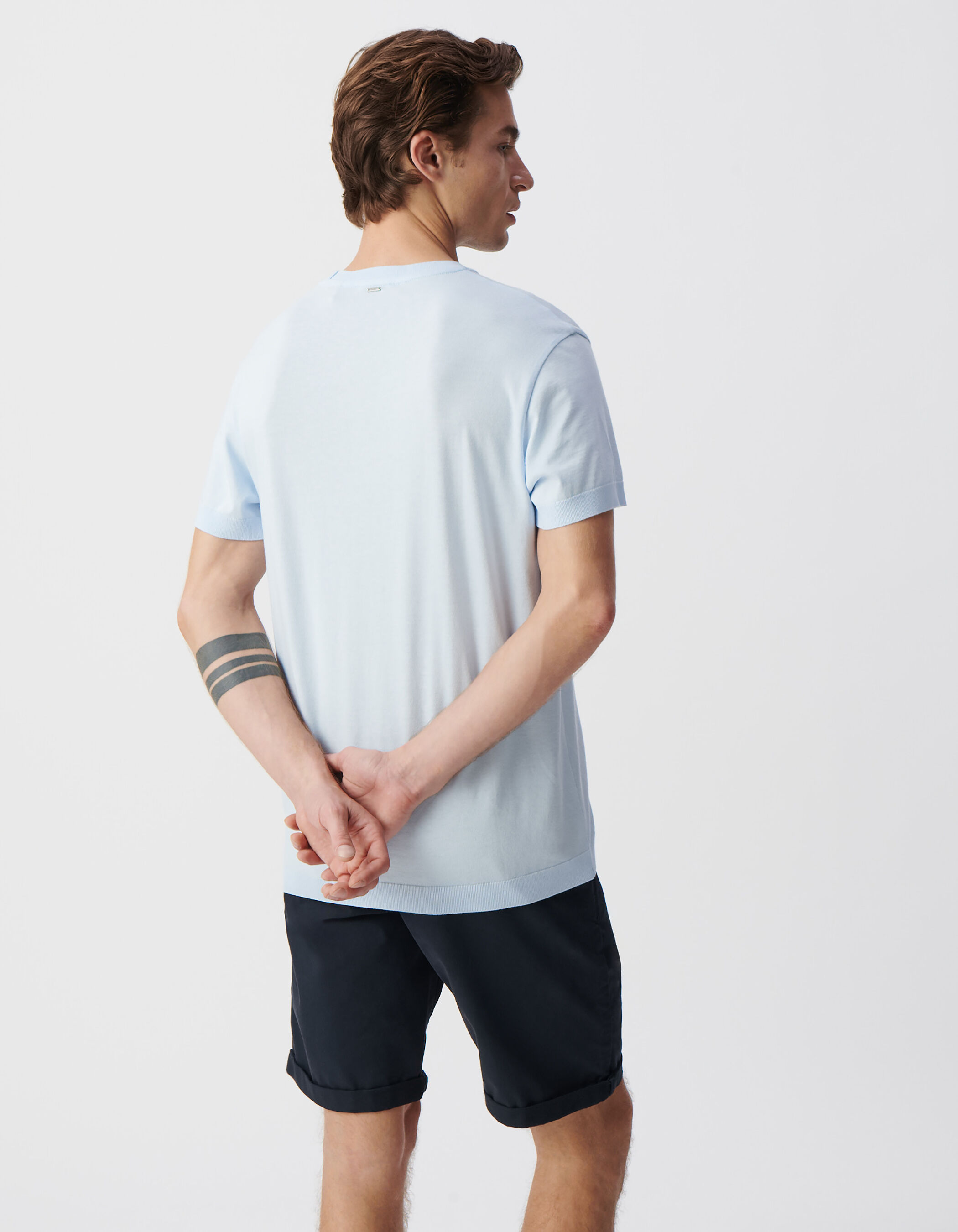 T-shirt ciel col rond en coton modal Homme