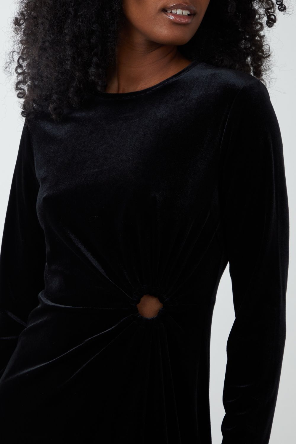 Blue Vanilla High Neck With Keyhole Detail & Long Sleeve Dress