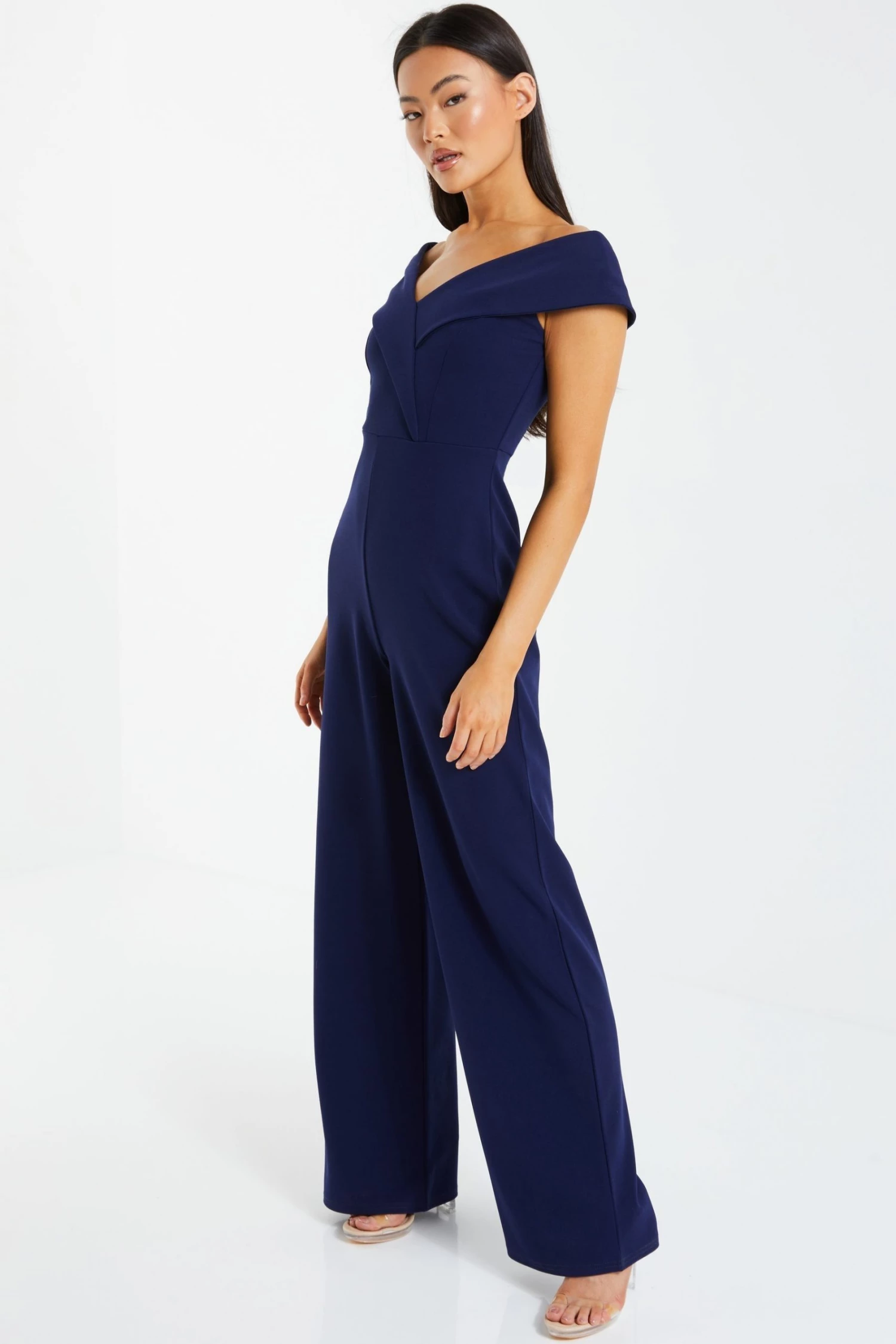 Quiz Blue Bardot Palazzo Jumpsuit