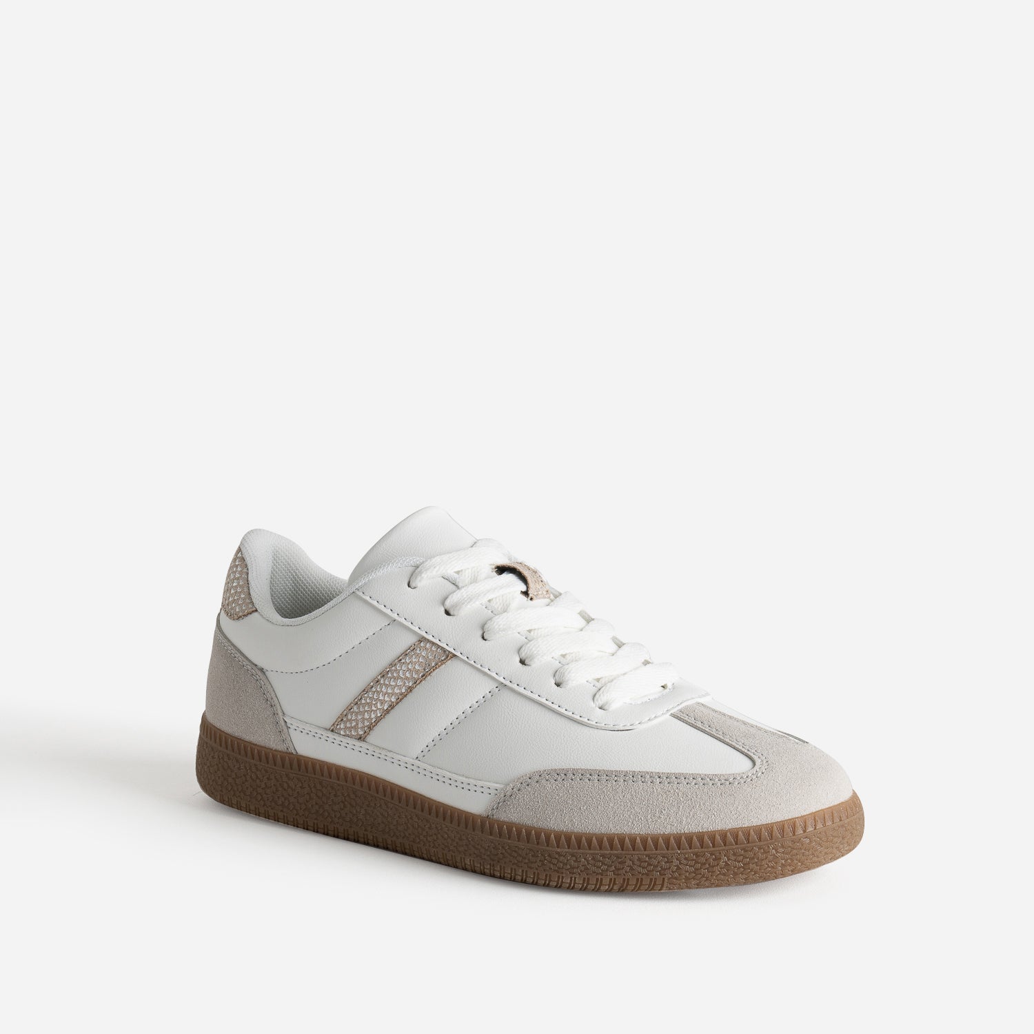 Tennis blanche et grise détails effet python