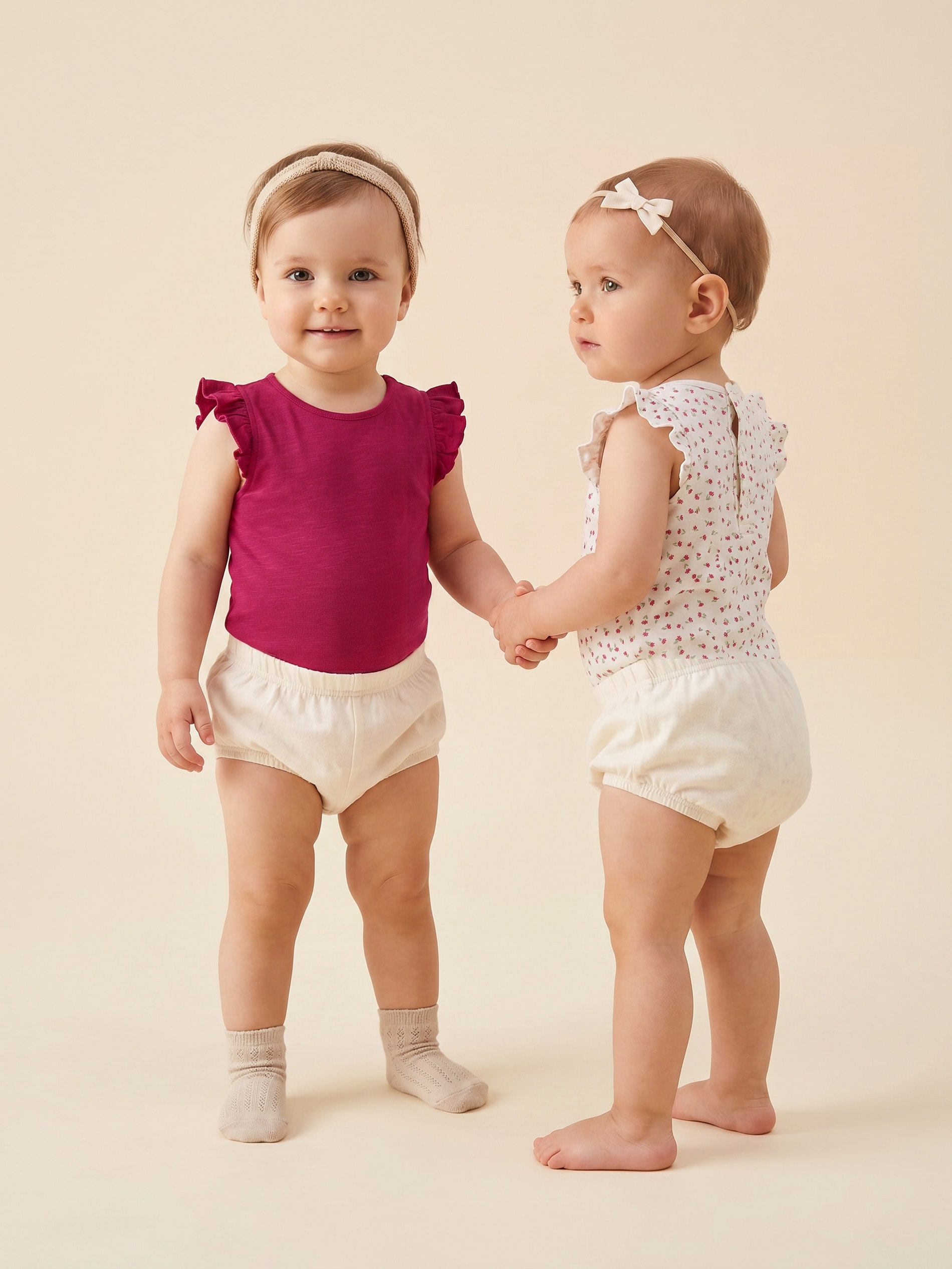 Bawełniane body z ozdobnymi falbanami 2 pack