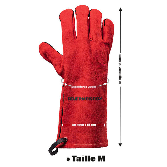 Gants haute résistance cuir Rouge Taille 10 (L) - Feuermeister