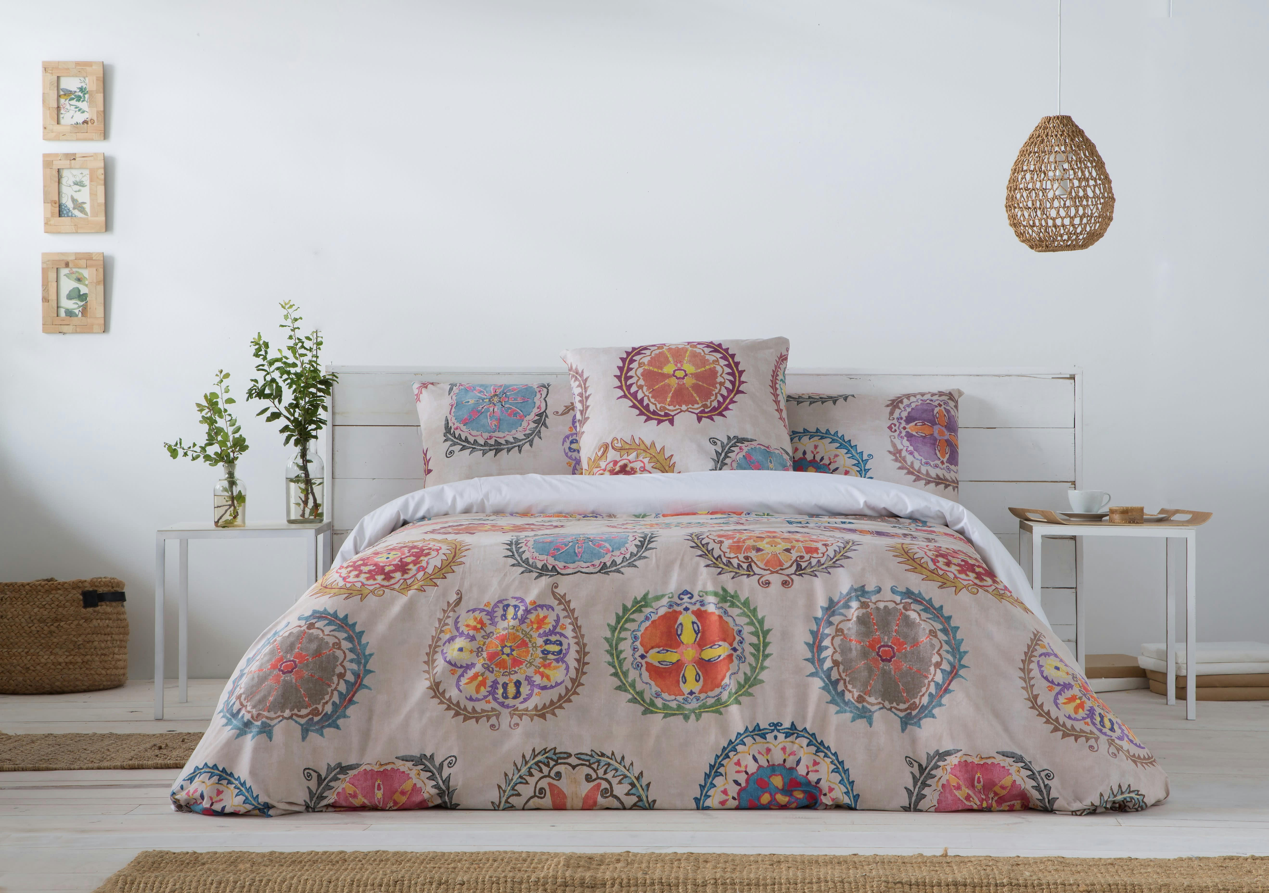 SUZANI - Housse de couette imprimé en percale Coton Multicolore 200x200 cm