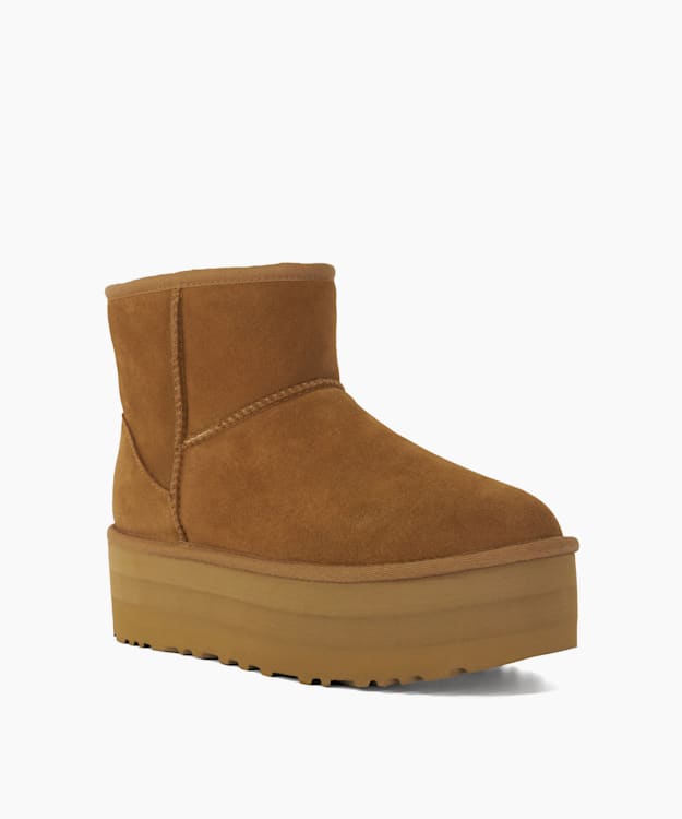 Classic Mini Pl Tan - UGG Suede Platform Boots