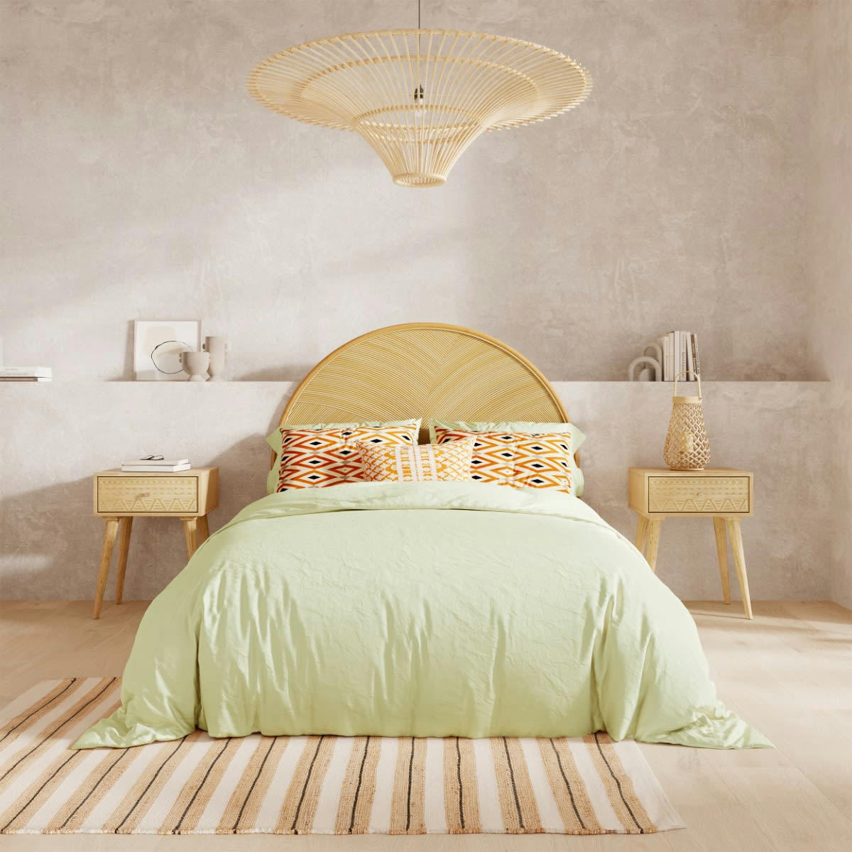 BAVRY - Tapis en toile de jute et rayé en coton 180x120 cm