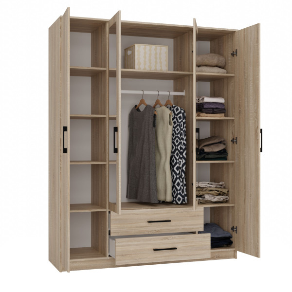 Szafa Romana 160 lustro 2 szuflady 160cm dąb sonoma
