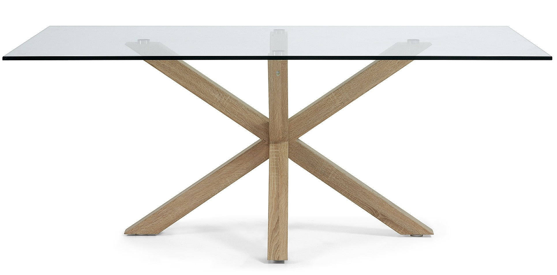 Kave Home Argo Eettafel - 200 x 100 cm - Glas / Eiken