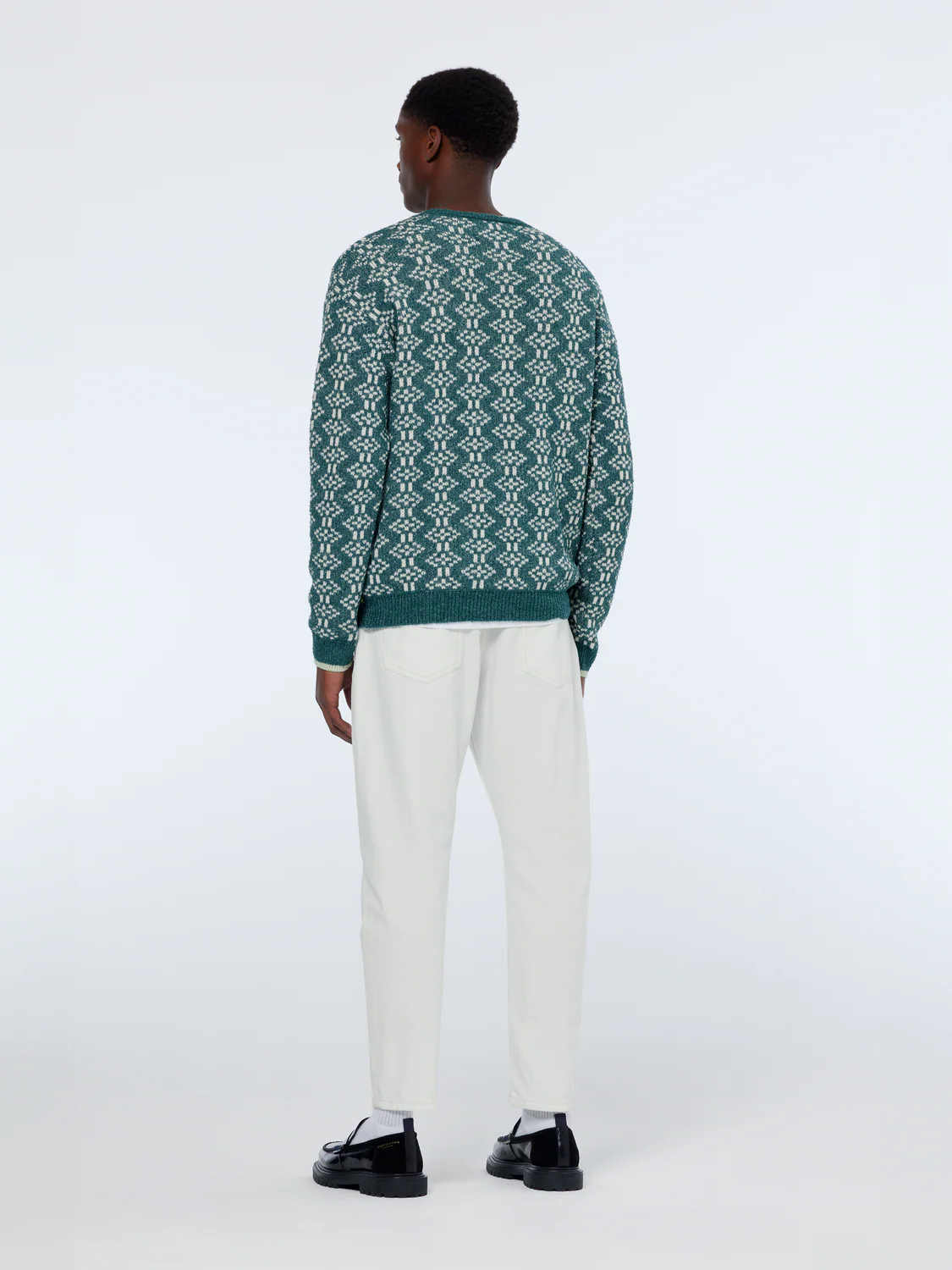 Jacquard Extra Drop Shoulder Crewneck