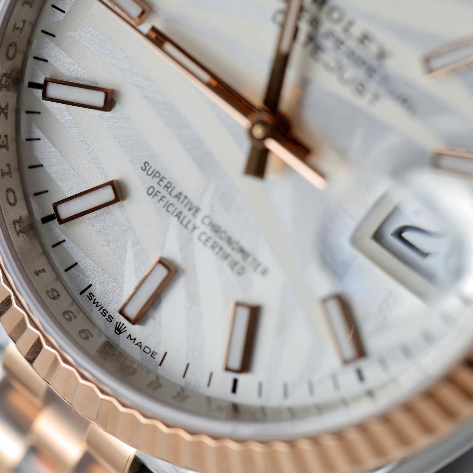 Rolex Datejust 126231 SS/RG Plated Silver Palm Dial 36mm Jub Super Clone