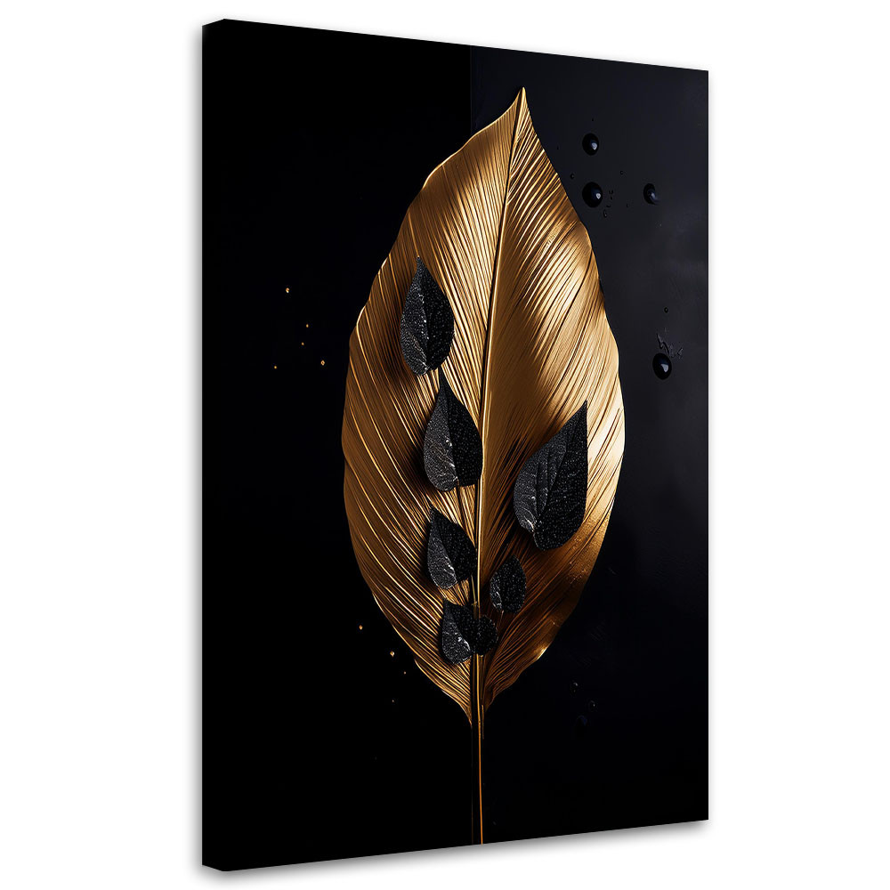 Feeby Obraz na płótnie, Złoty Liść Glamour Loft 40x60