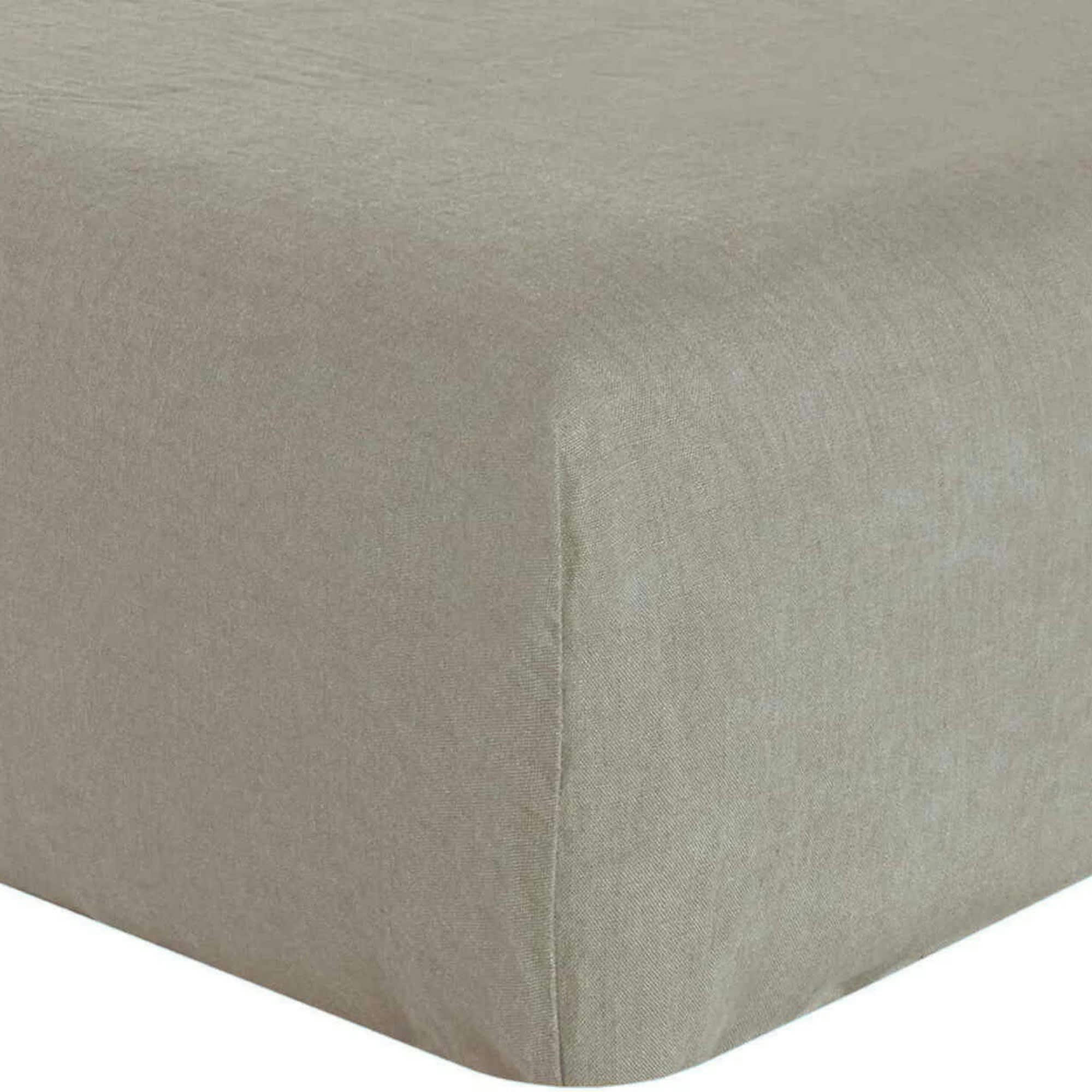 - Drap housse lin lavé beige 140x190 cm