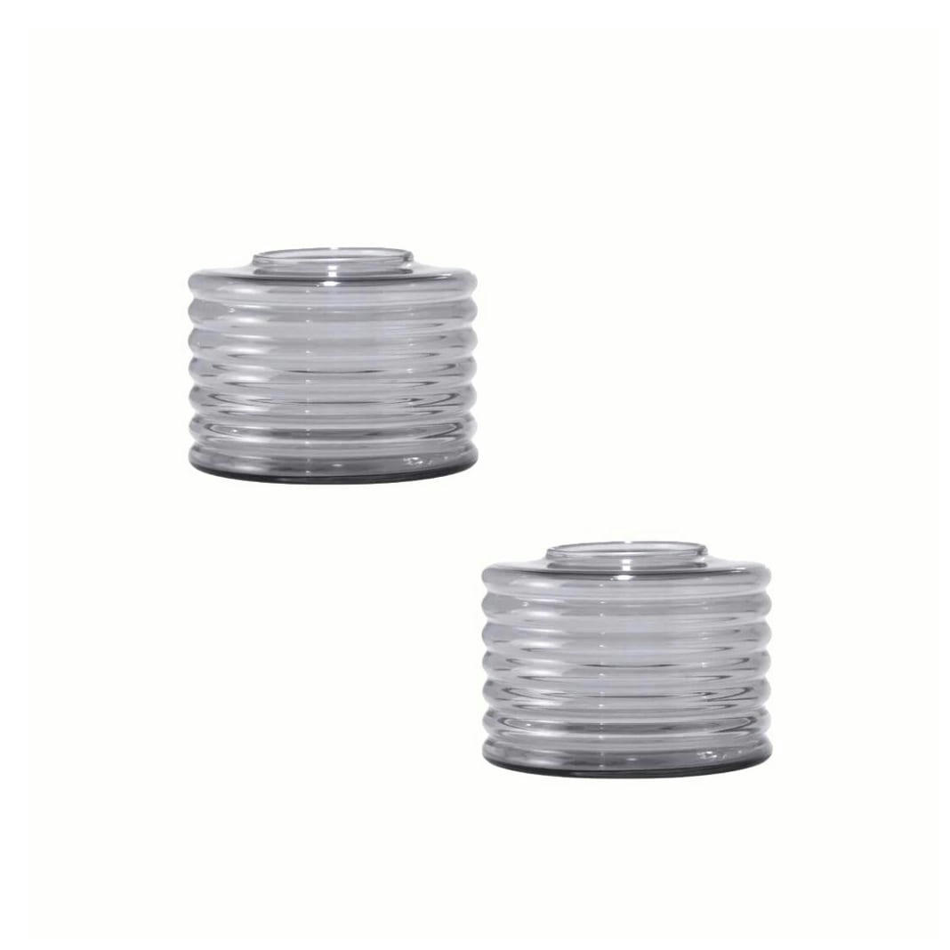 - DUO LUKA - 2 Vases déco en verre soufflé gris anthracite