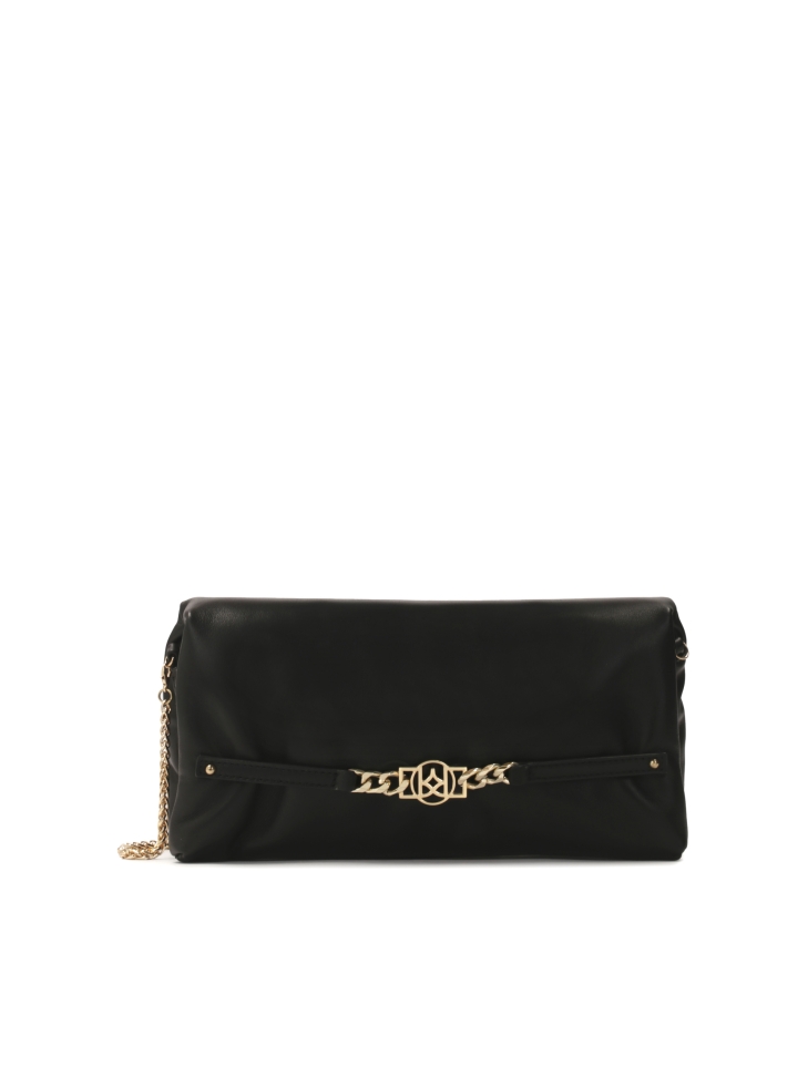 Black puffy bag with metal embellishment