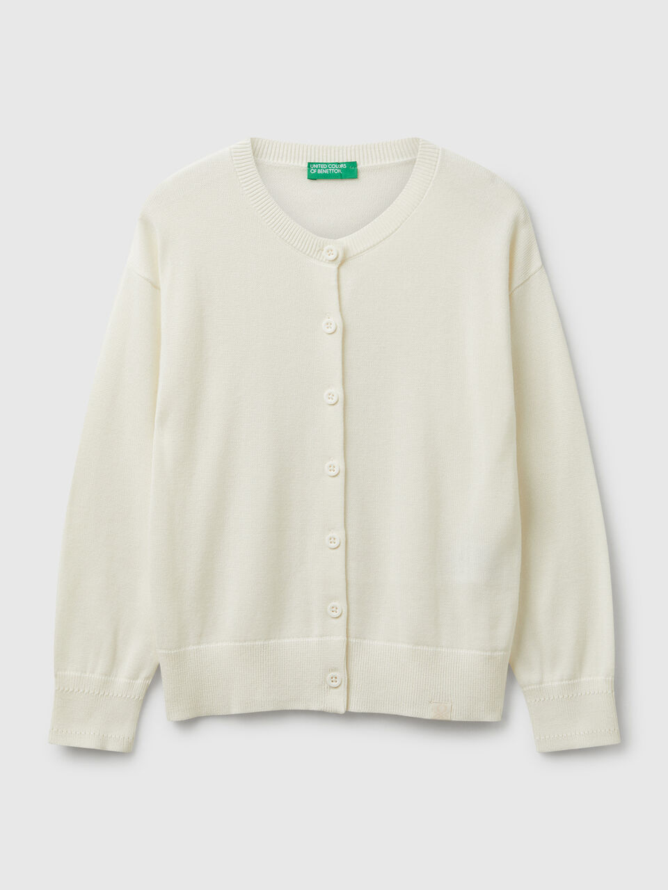 Pure cotton crew neck cardigan