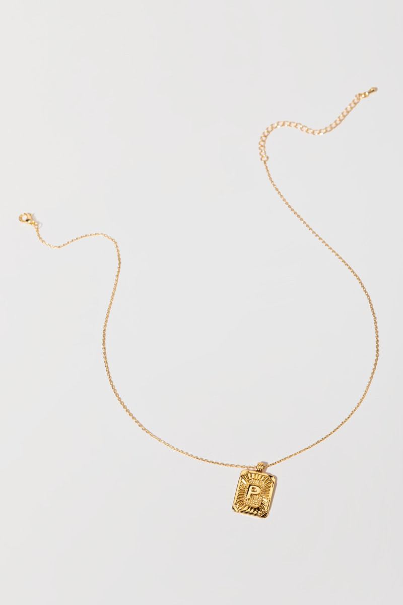 Initial ID Tag Pendant Necklace