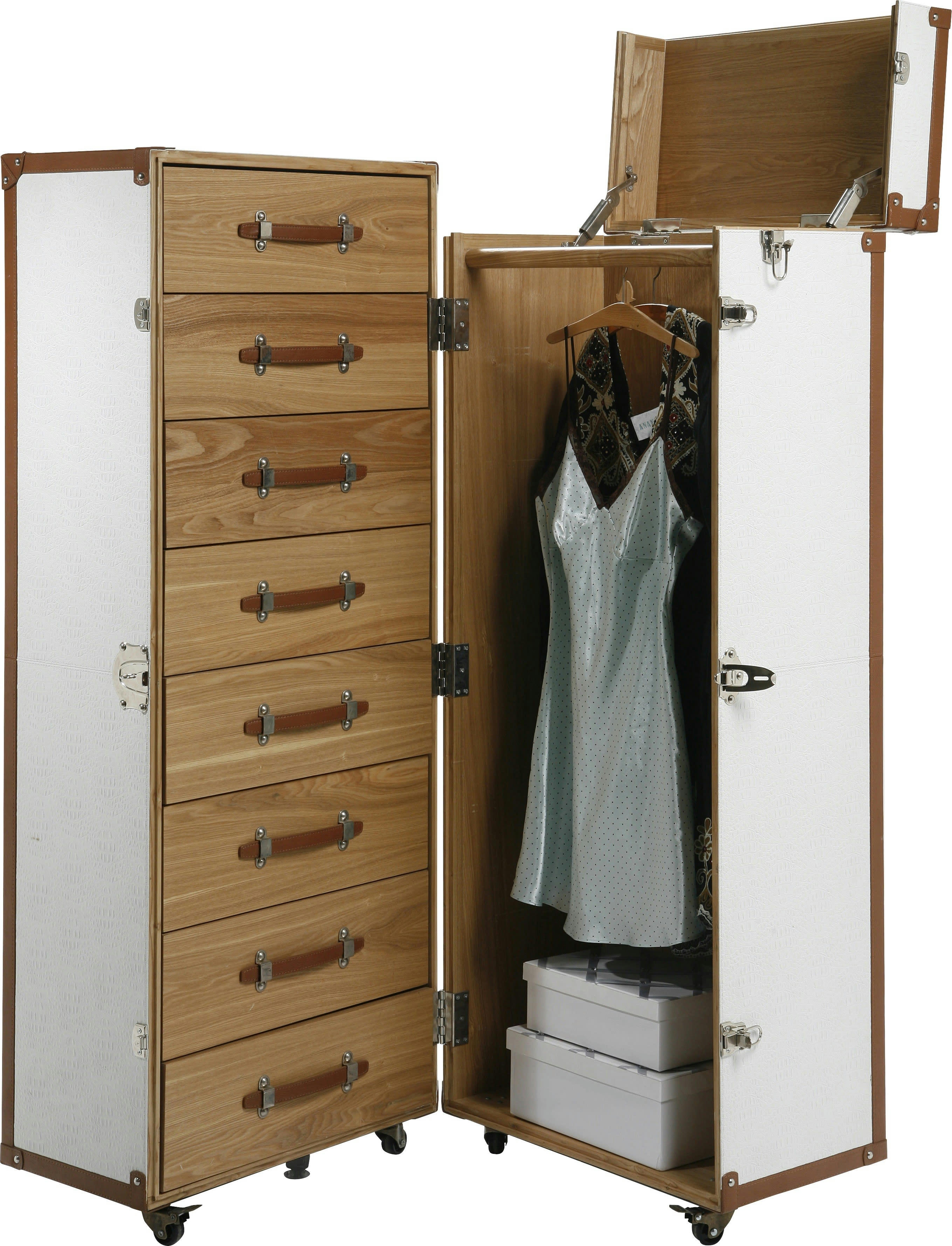 COSMOPOLITAN CROCO - Malle-armoire blanche imitation peau de crocodile