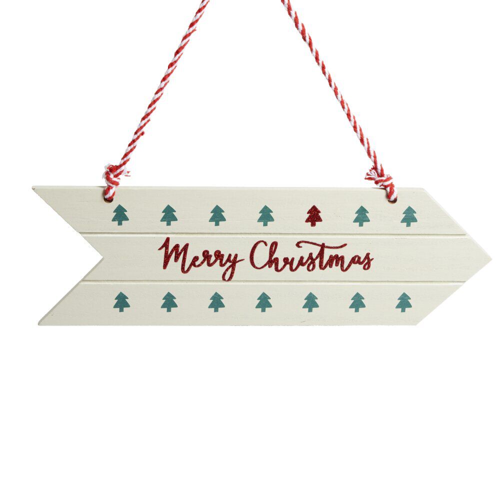 Pancarte en bois à suspendre inscription Joyeux No&euml;l L32cm