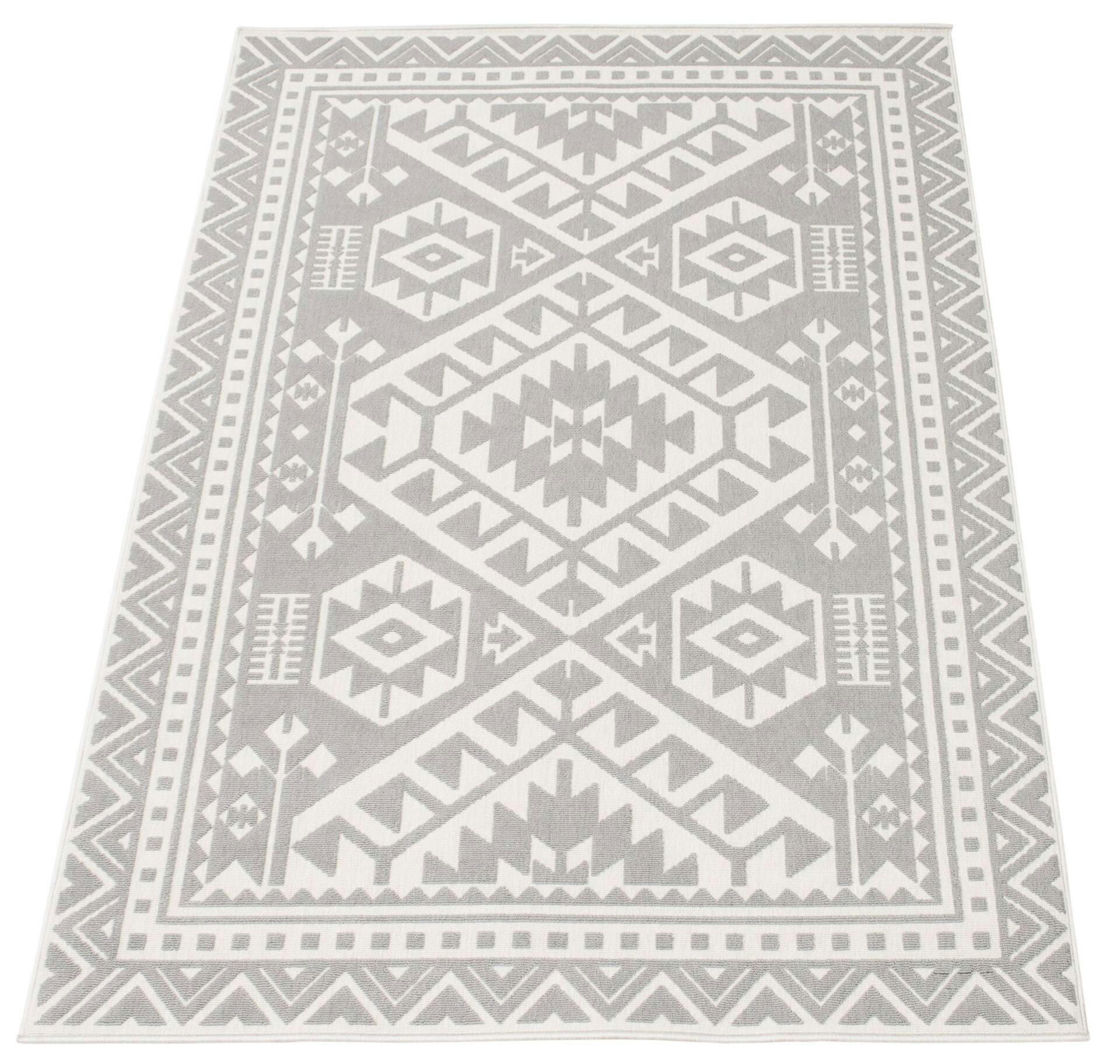 ECARPET Aaya Indoor/Outdoor Area Rug, Light Grey/White, Assorted Sizes