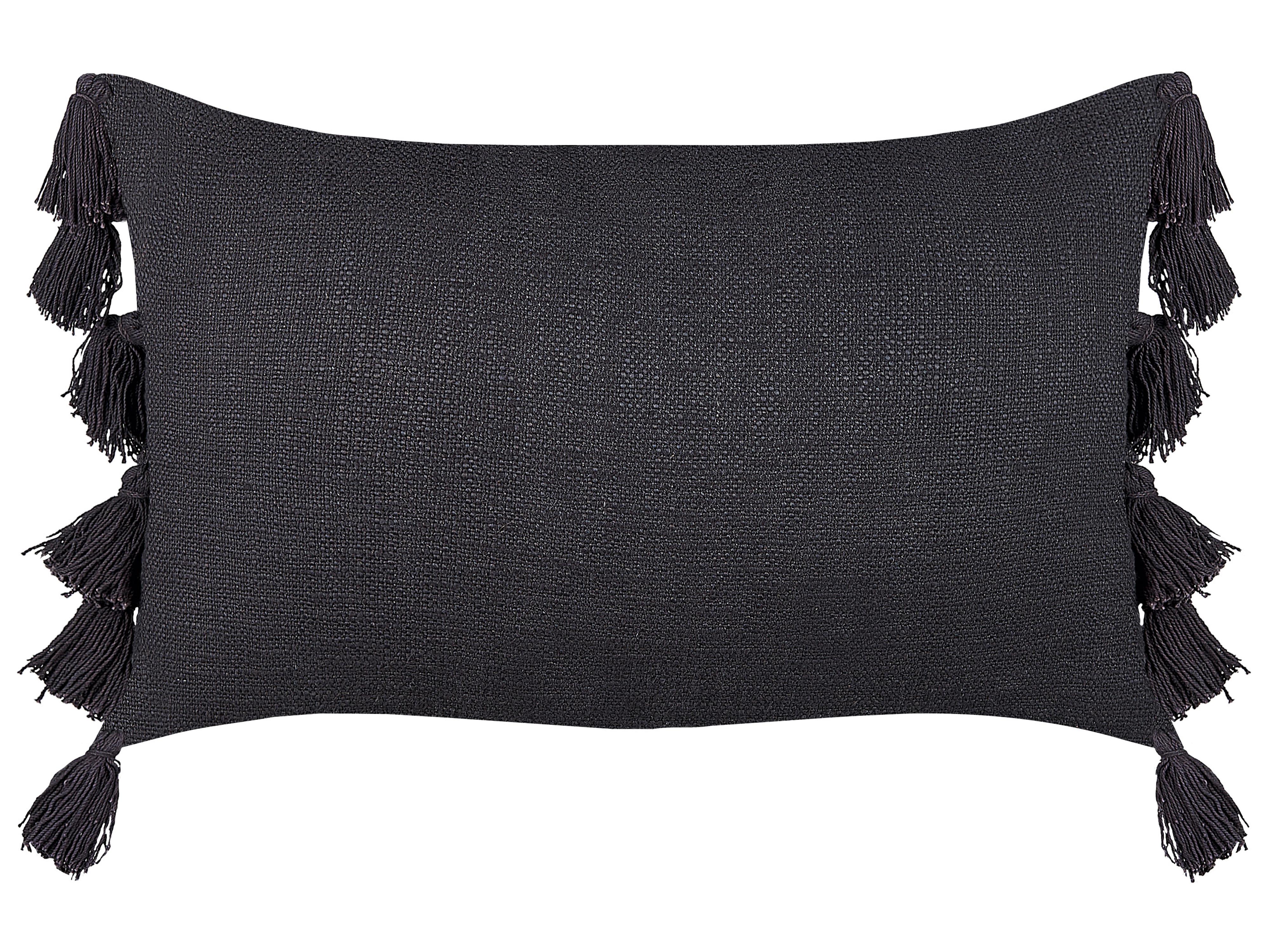 Throw Cushion LYTHRUM Cotton 55 x 35 cm Dark Grey Solid