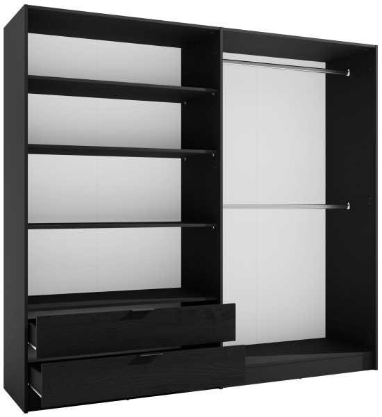 Szafa 220 cm uchylna do salonu UNARI z szufladami szary grafit