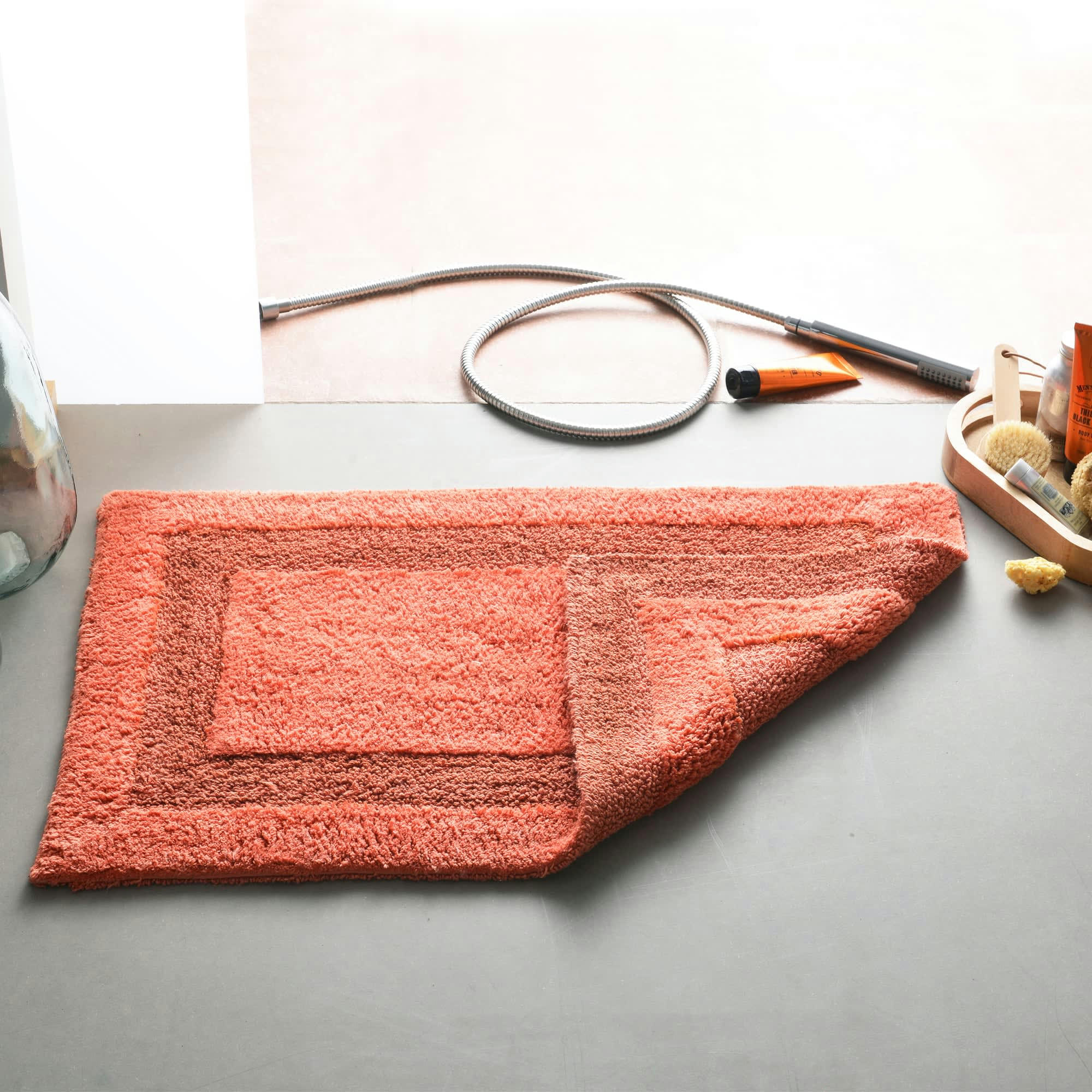 POSITAP - Tapis de bain orange 60x60 en coton