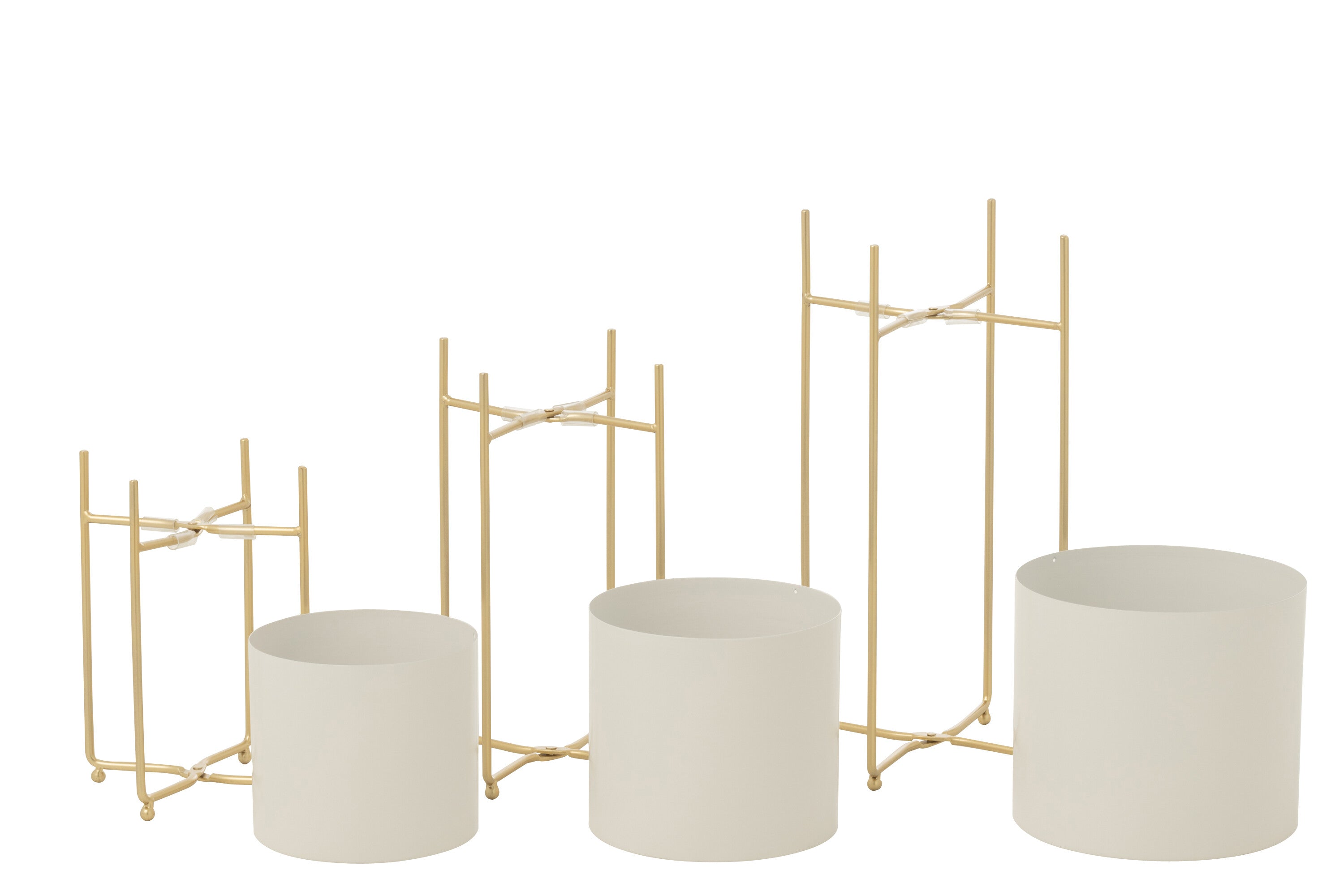 J-Line bloempot Rond - ijzer - goud wit