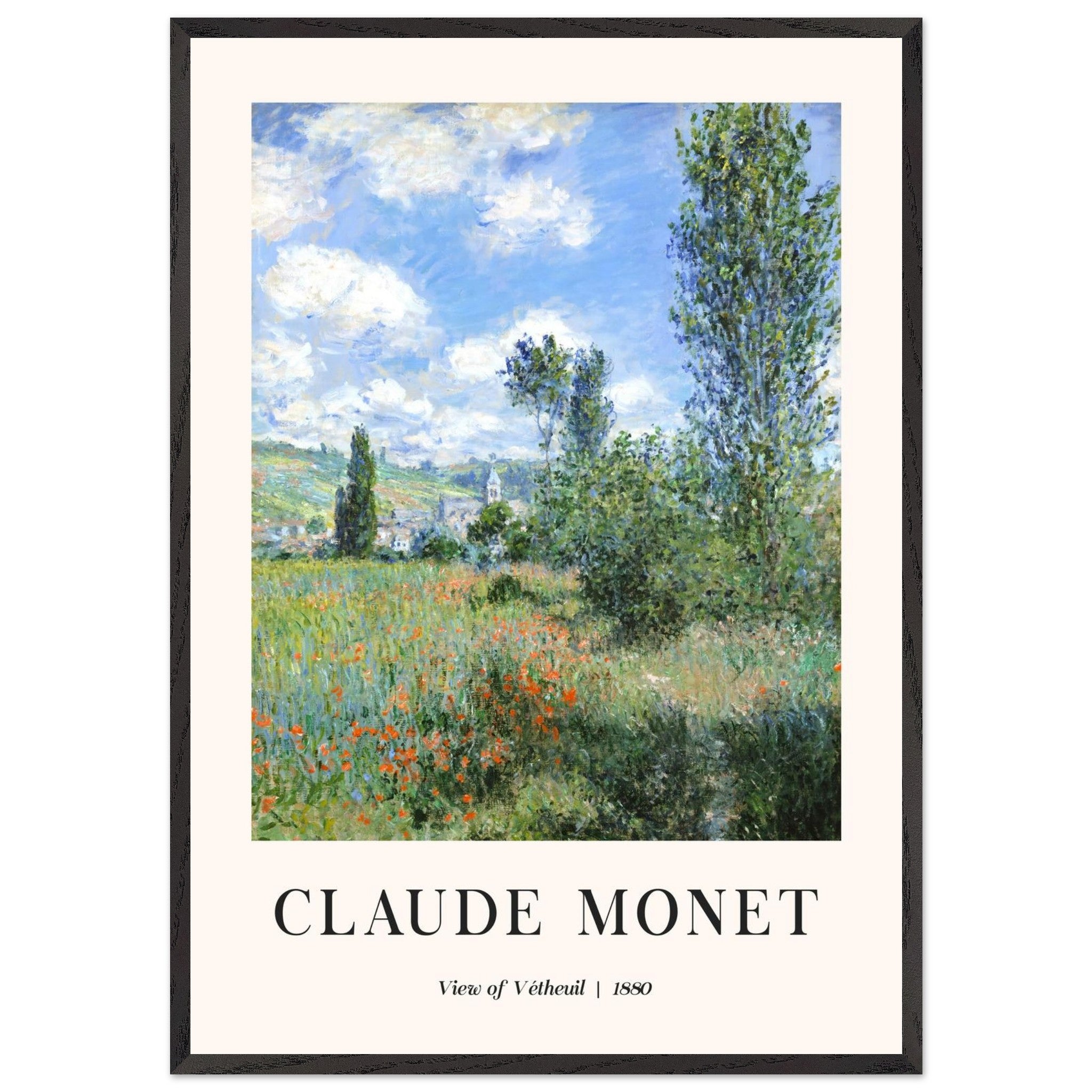 Artfulprints Poster met Lijst Claude Monet - View of Vétheuil II  - 70x100 cm - Groen