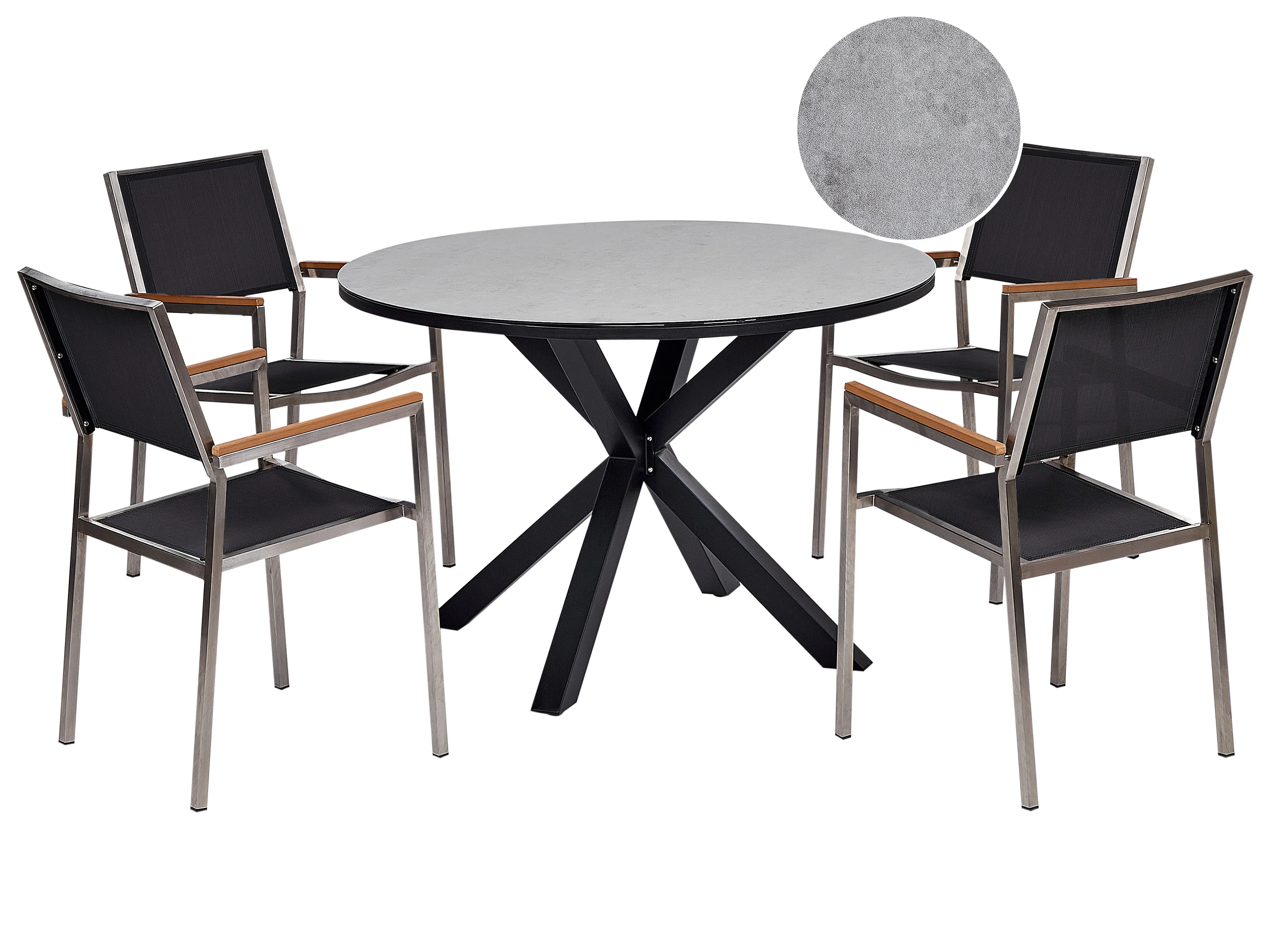 Garden Dining Set 4 Seater MALETTO/GROSSETO Metal Marble Effect Grey/ Black
