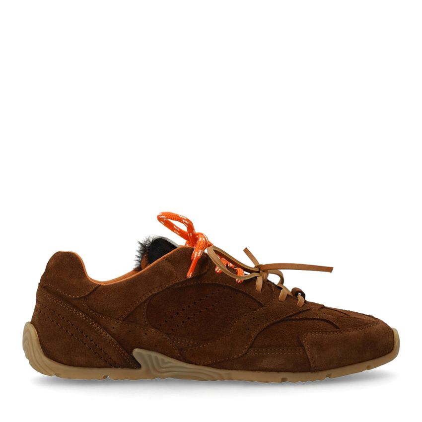 Manfield Manfield X Isabelle - Bruine suède sneakers met dubbele veters