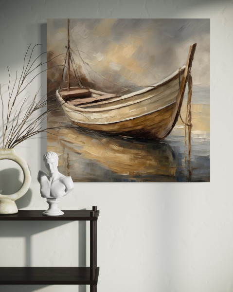 Feeby Obraz na płótnie, Łódź Jezioro Vintage 30x30