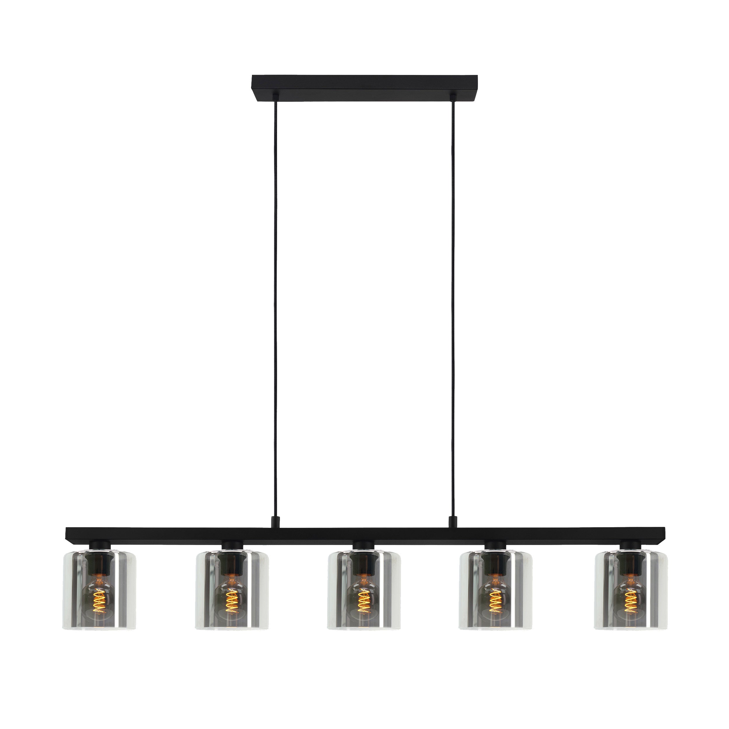 EGLO hanglamp Cadley - e27 - 121 cm - rookglas - smoke - zwart