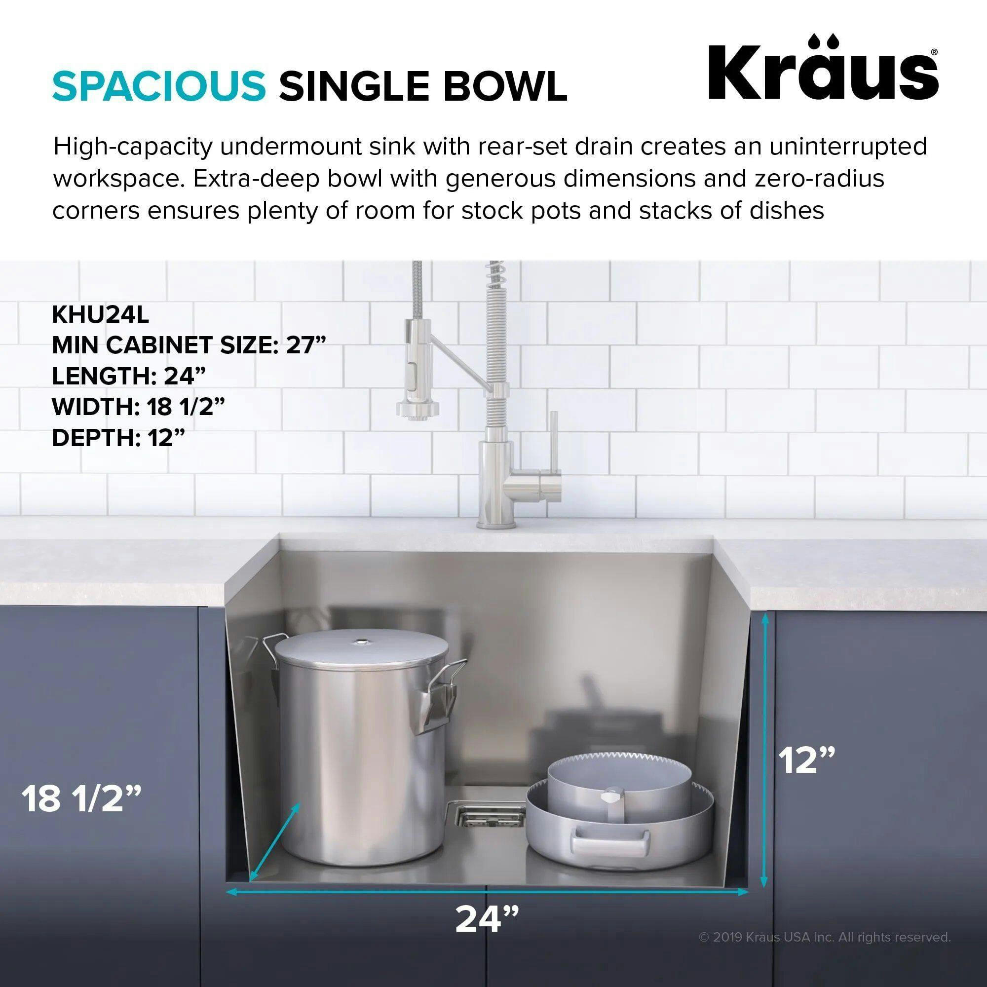 Kraus Pax PRO™ Single Sink Laundry Bowl, 24