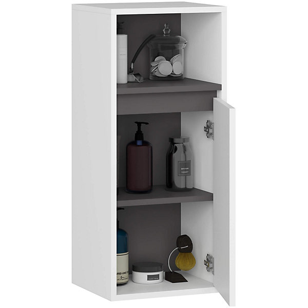 Meuble de salle de bain, blanc/gris graphite, 35 x 80 x 30 cm