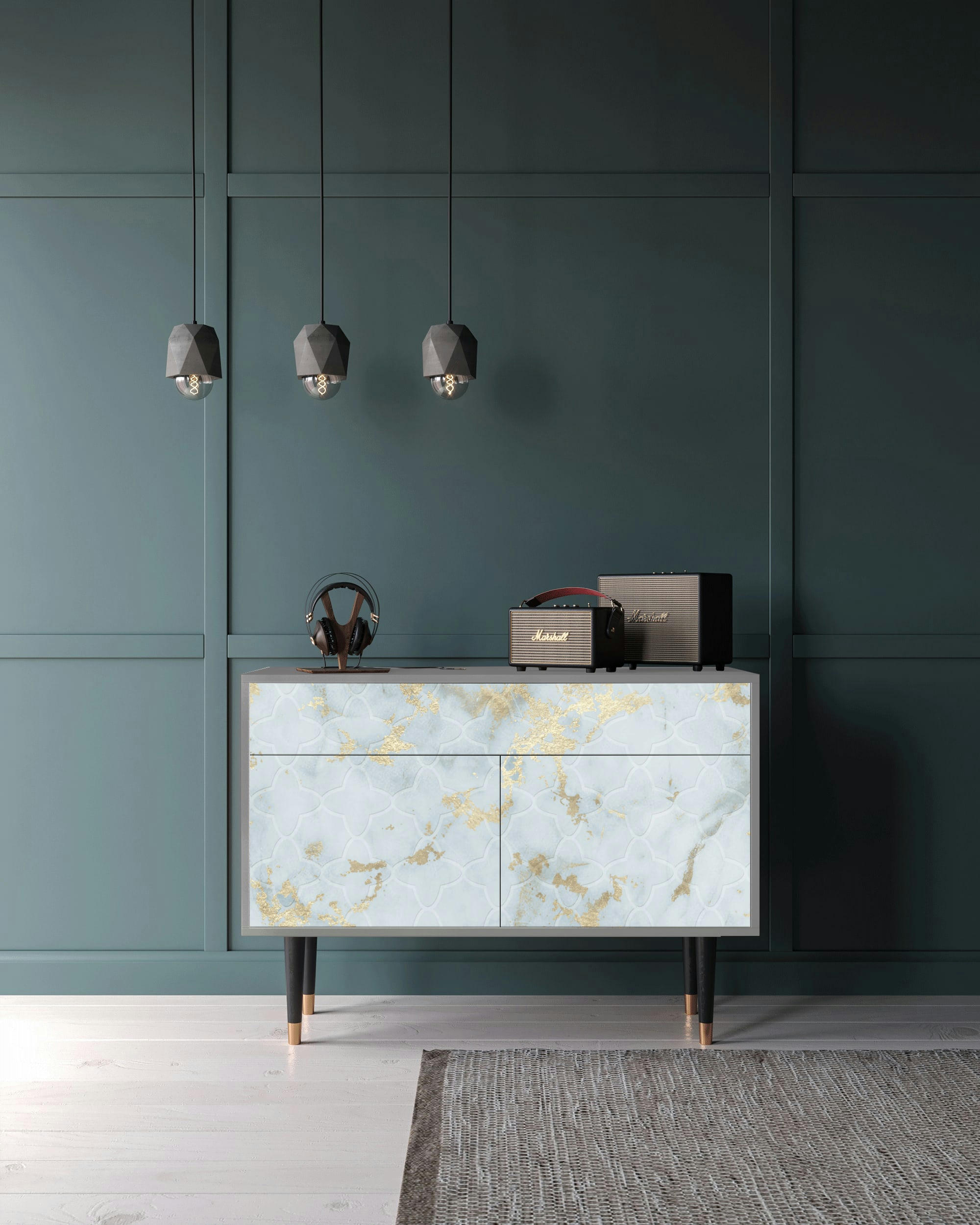 GOLDEN WAVES - Buffet  blanc clair 2 tiroirs et 2 portes L 115 cm