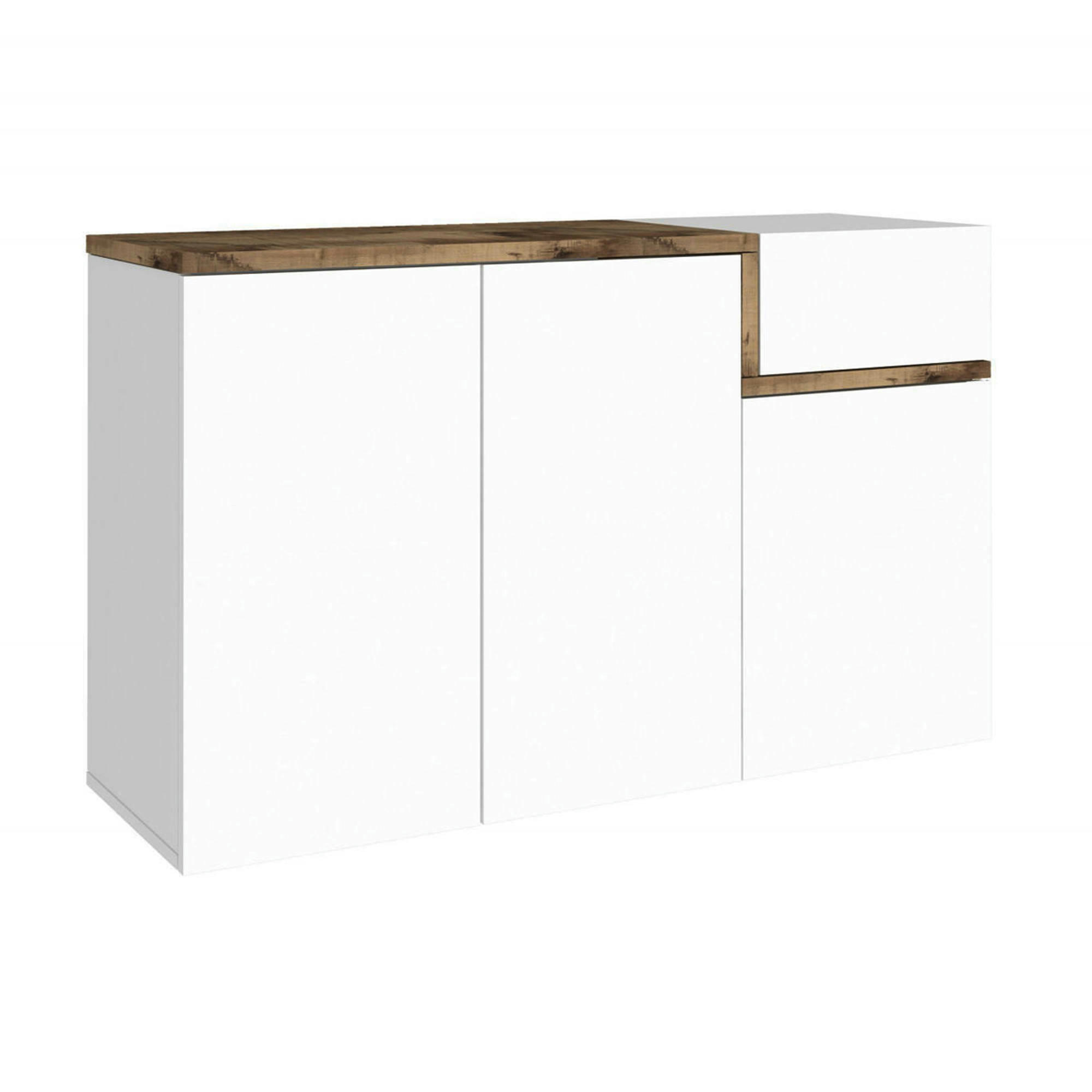 DMESSIA - Meuble à chaussures effet bois en blanc brillant et érable