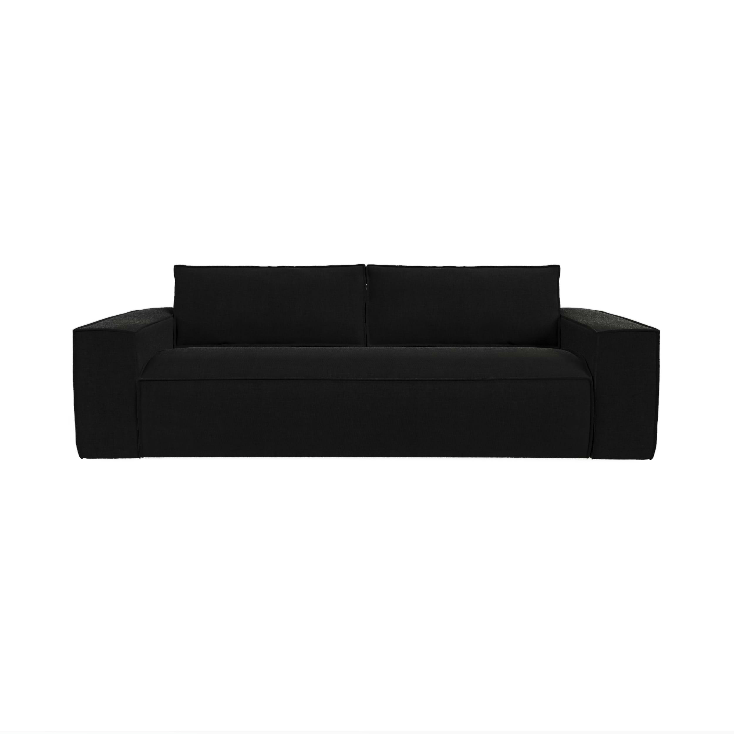JOAN - Canapé convertible express dunlopillo velours noir 140cm