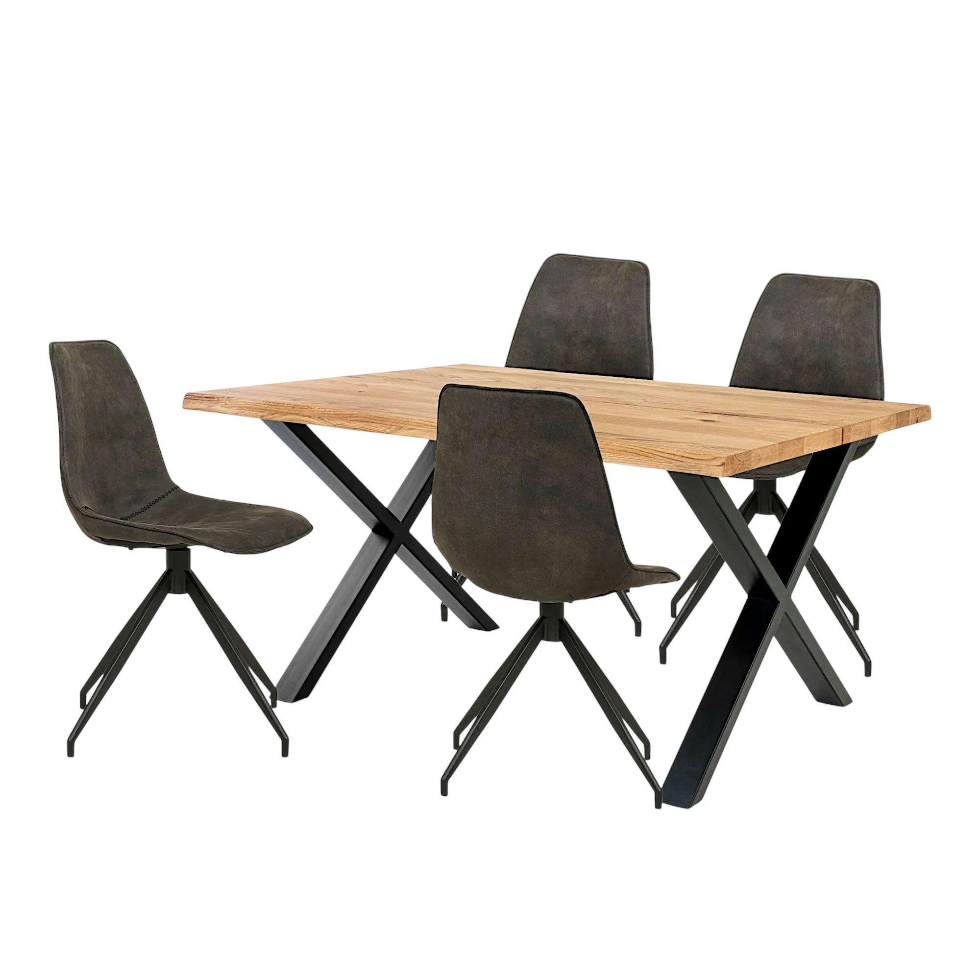 Ensemble table et chaises grises microfibre (lot de 5 pièces) BERLIN