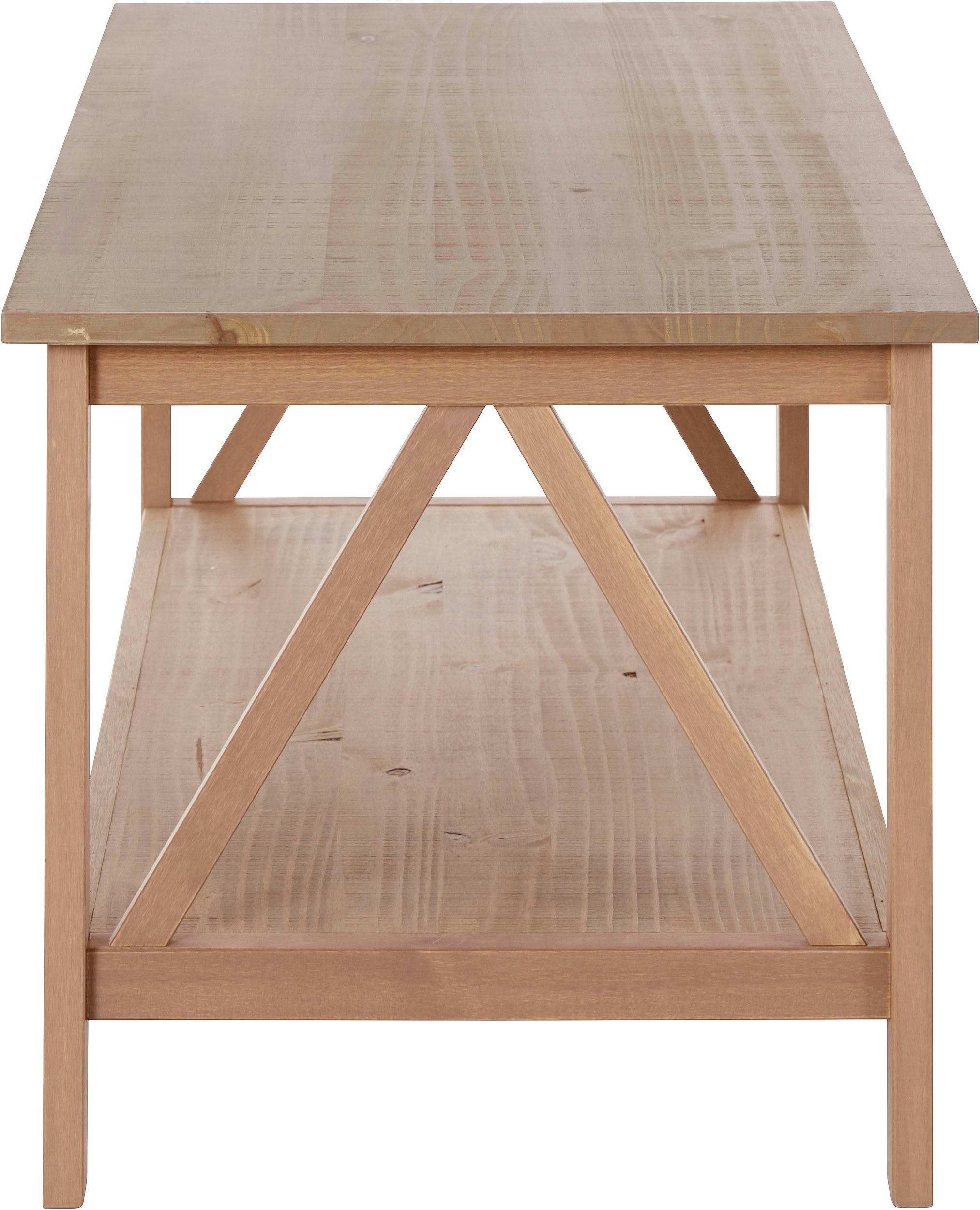 TITAN - Table basse avec 1 étagère en pin gris