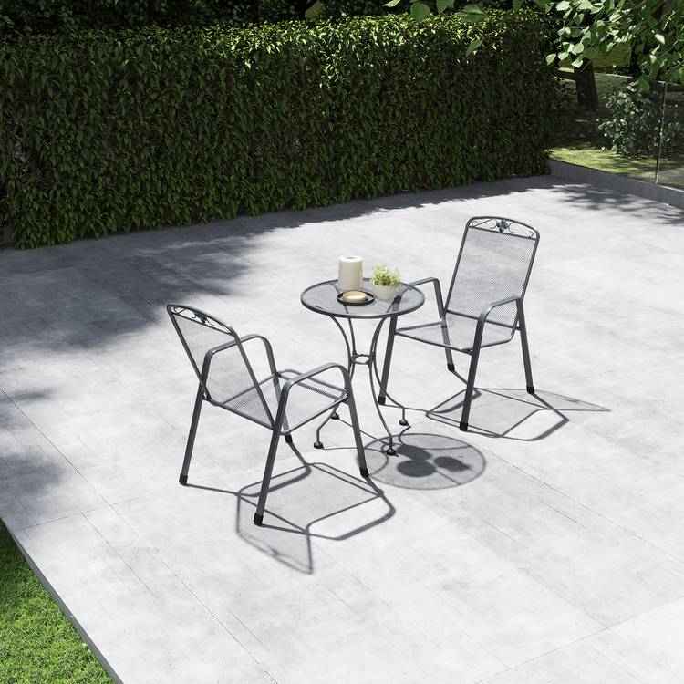 Pacific Savoy 2 Seater Metal Garden Bistro Set - Grey