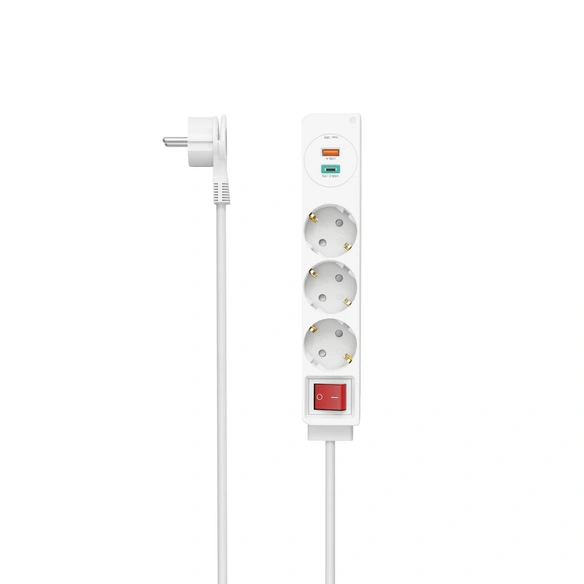 Steckdosenleiste, Anzahl Steckdosen: 3, 3680 W, weiß