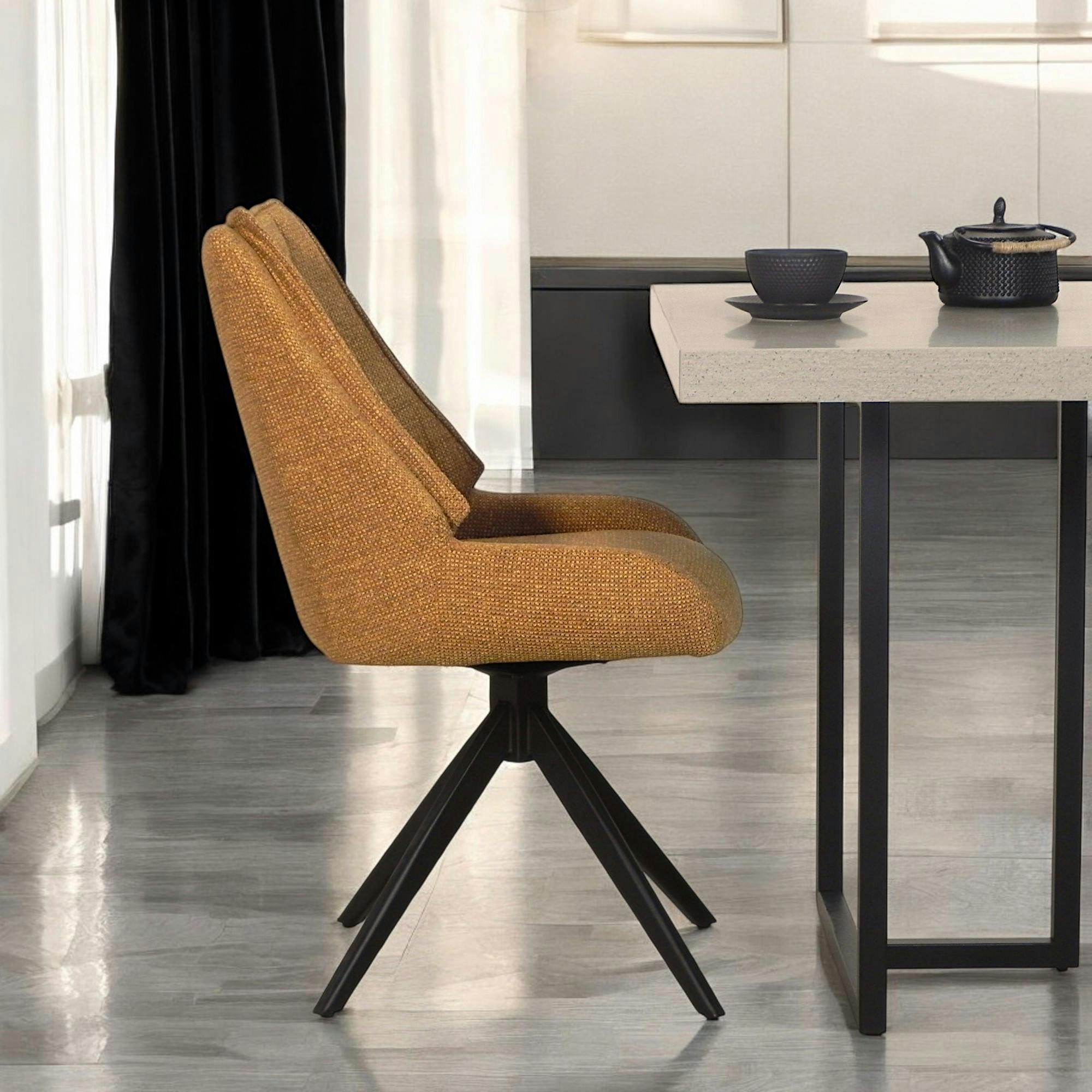 Chaise moutarde pivotante en velours texturé (lot de 2) IENA