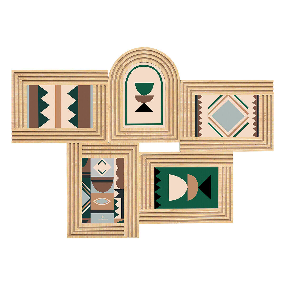 Multimoldura para 5 fotos OLIVIA castanha em mdf